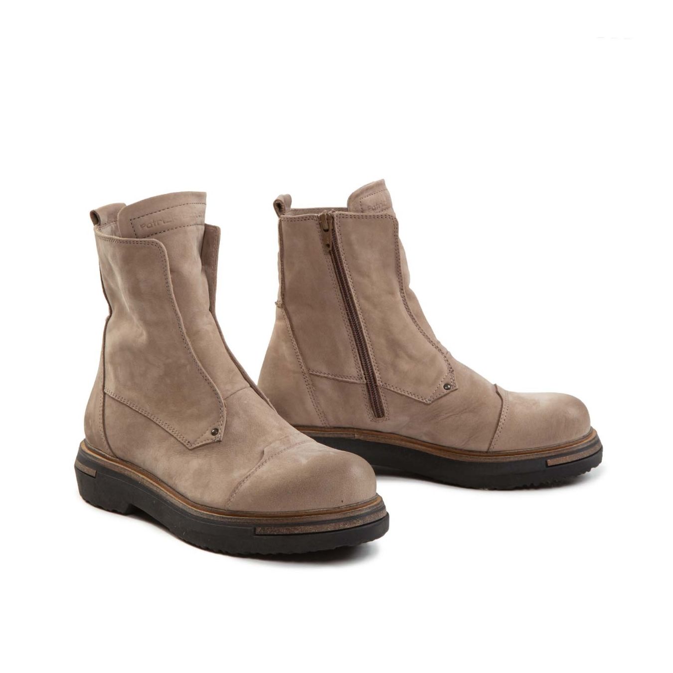 biker EMI NO LACE in nabuck naturale zip laterale