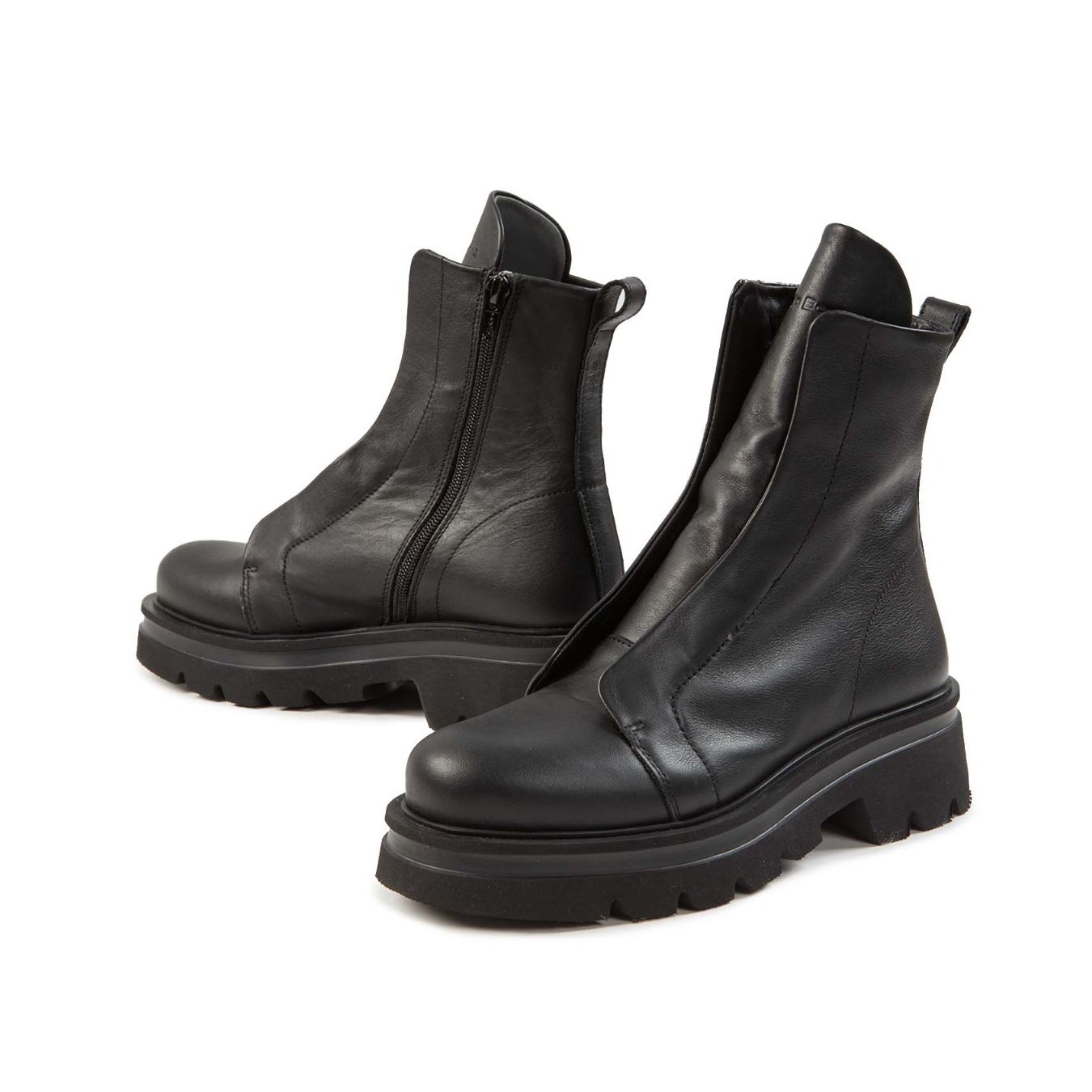 bonfanti biker NORIKO NO LACE in pelle nera  profilo