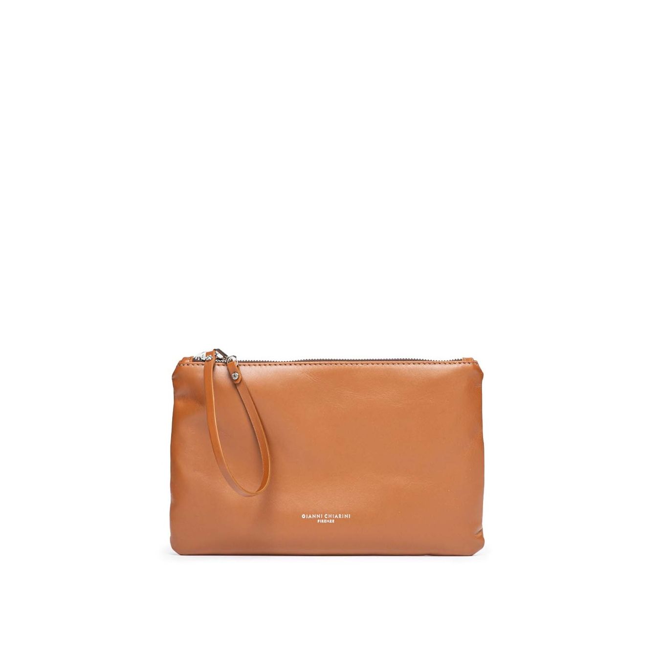 clutch pelle marrone