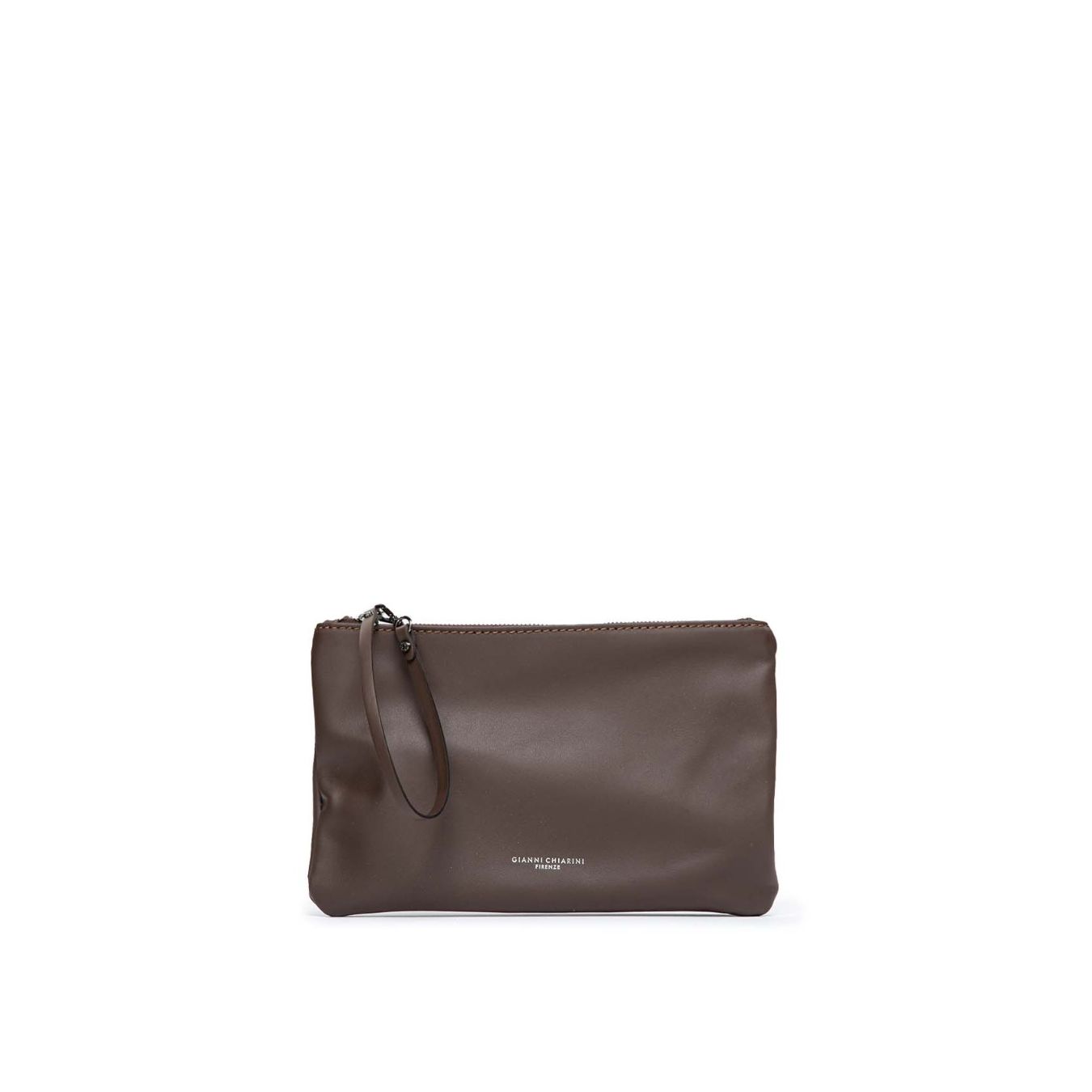 clutch pelle marrone chiarini