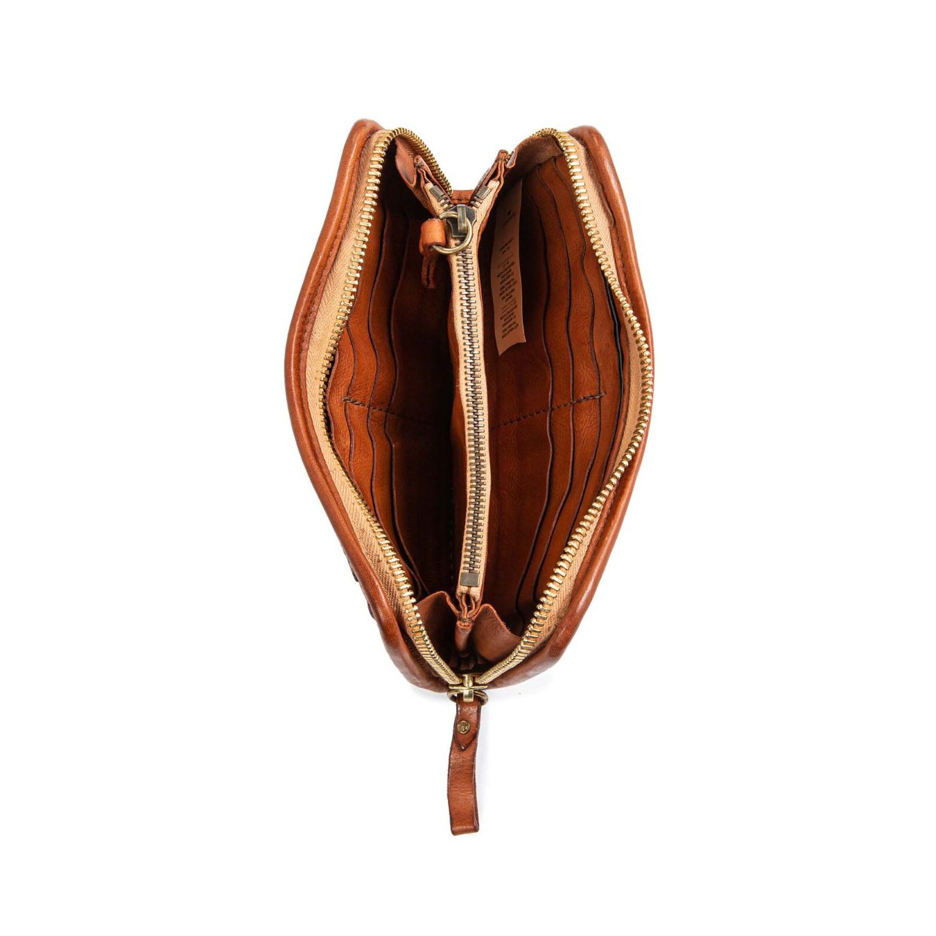 CAMPOMAGGI portafogli zip around in pelle intrecciata cuoio