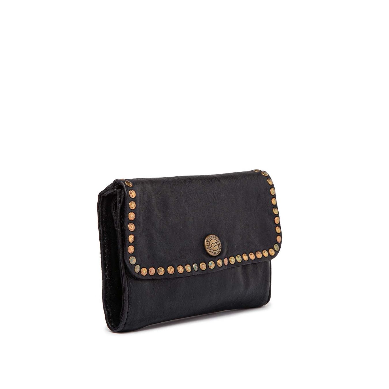 portafoglio MIRTA in pelle nera lato