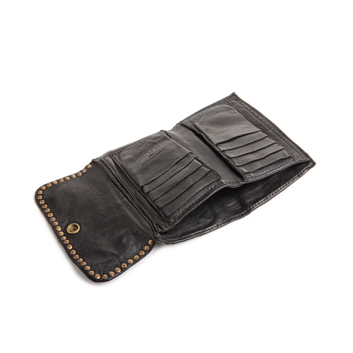 portafoglio MIRTA in pelle nera scomparti interni