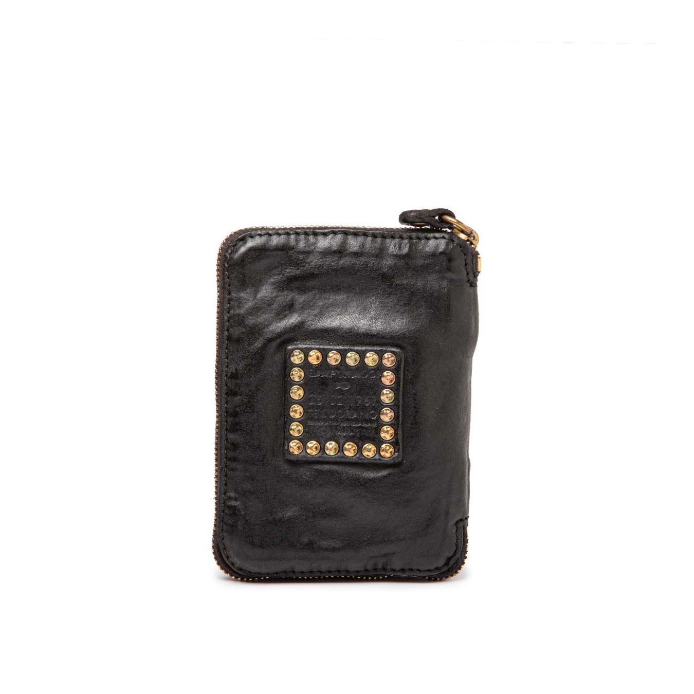 portafoglio nero borchie e strass colorati  dietro