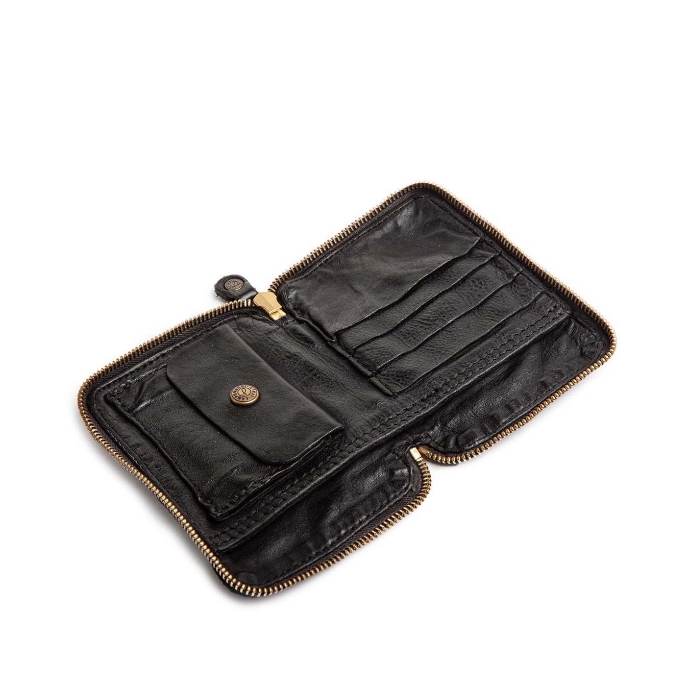 portafoglio nero strass e fiori aperto