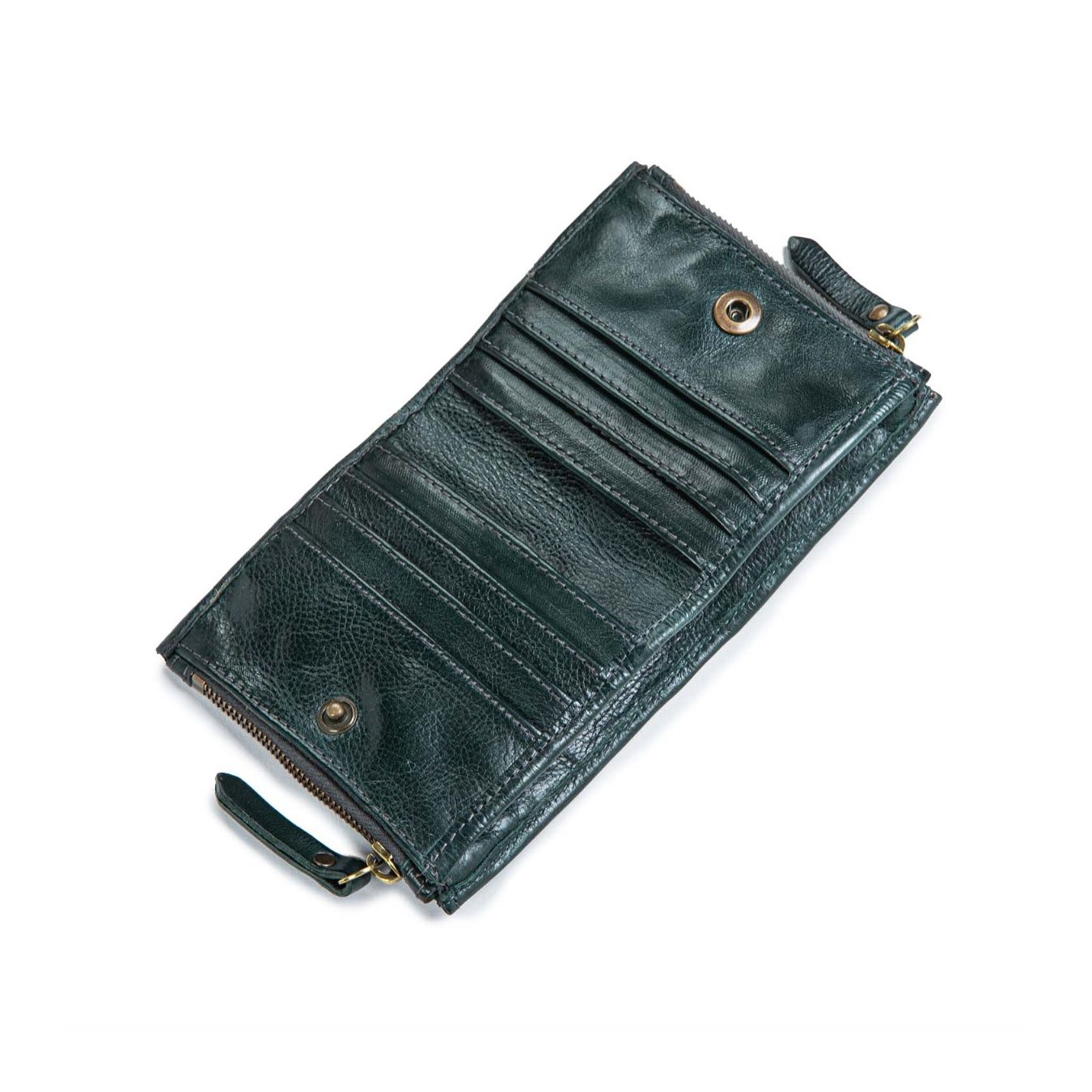 portafogli doppia zip verde