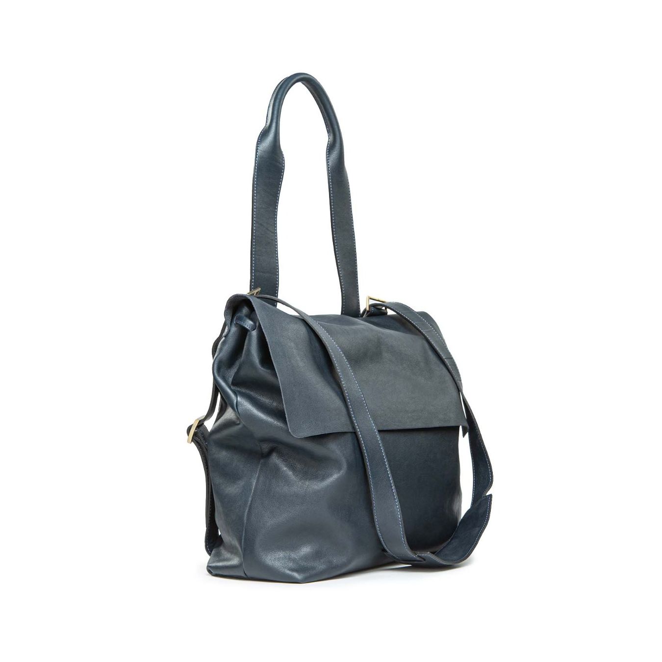cartella zaino MAZEULA in pelle blu 