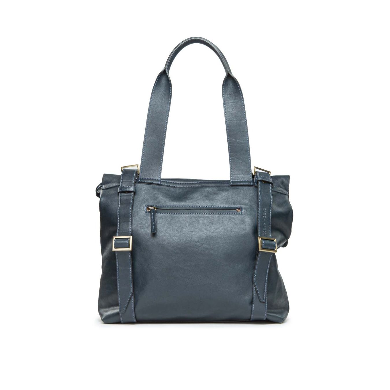 cartella zaino MAZEULA in pelle blu 