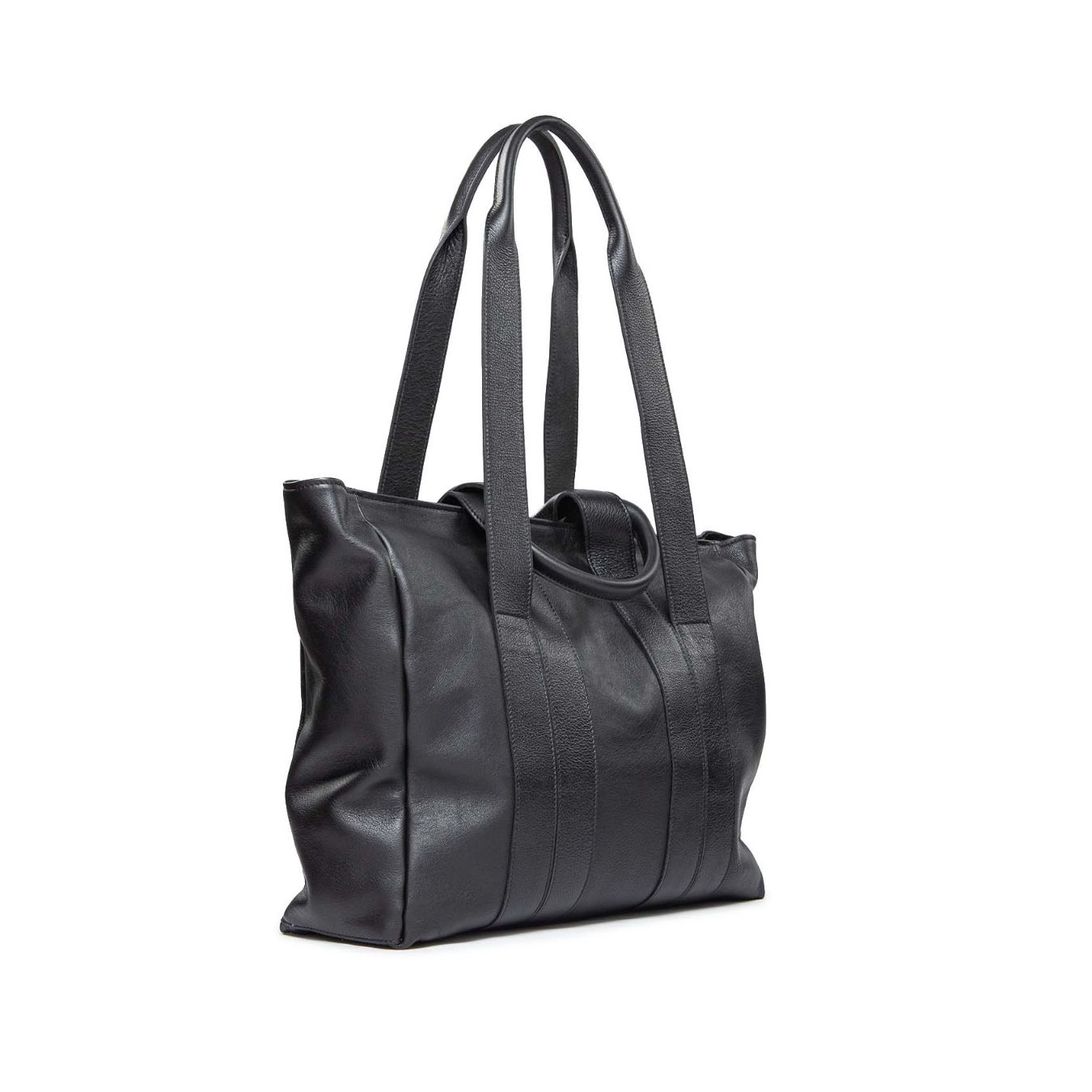 raro shopping bag in pelle nera