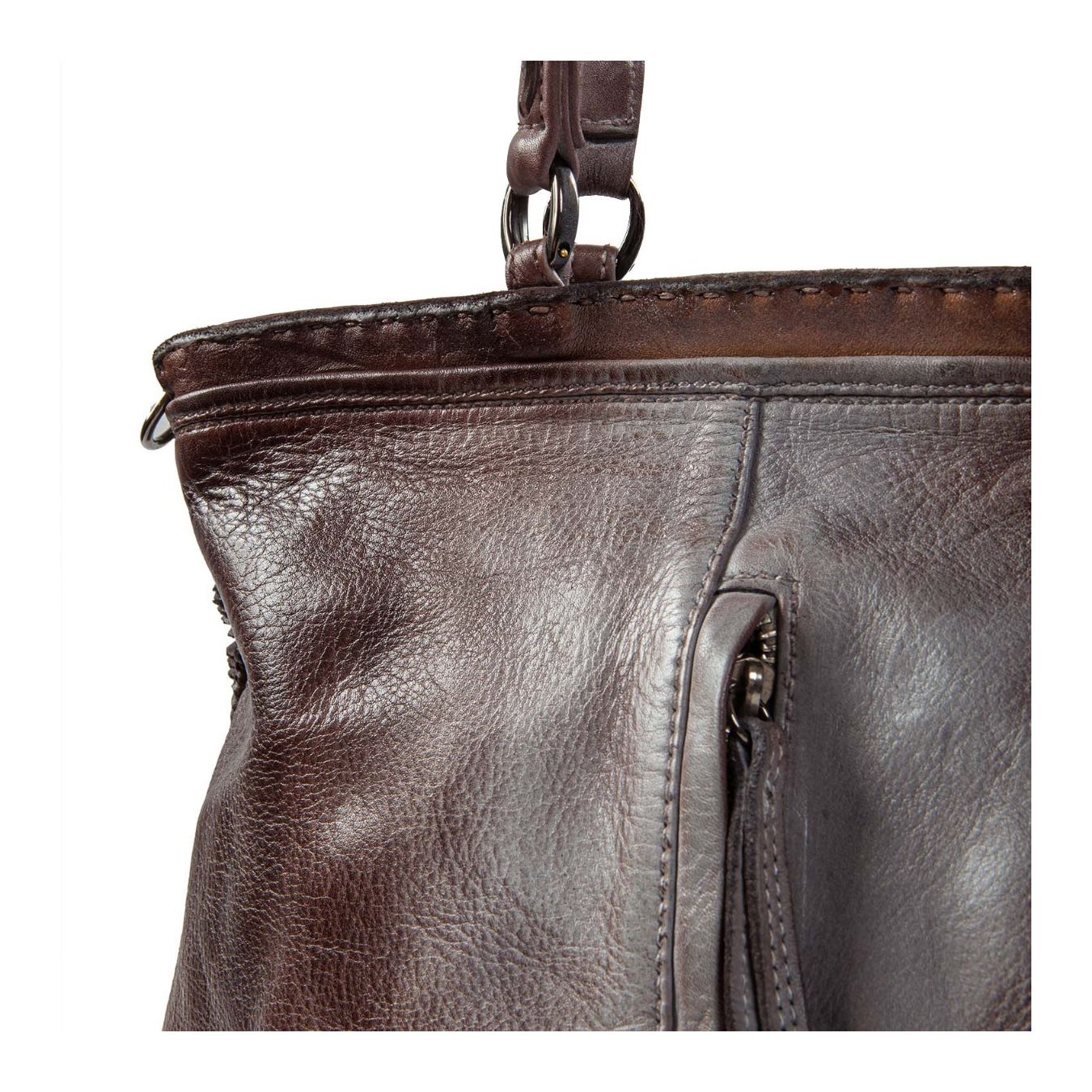 reptile's house shopper in pelle intagliata jeans degrade dietro