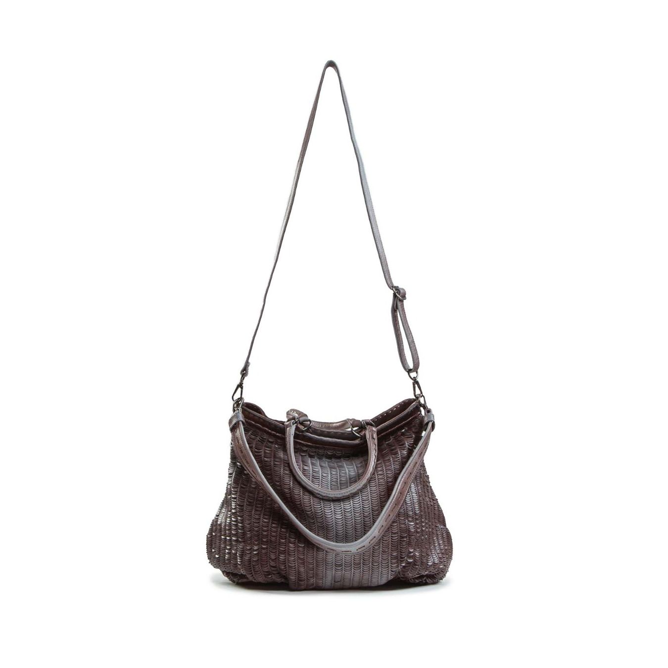 reptile's house shopper in pelle intagliata jeans degrade tracolla