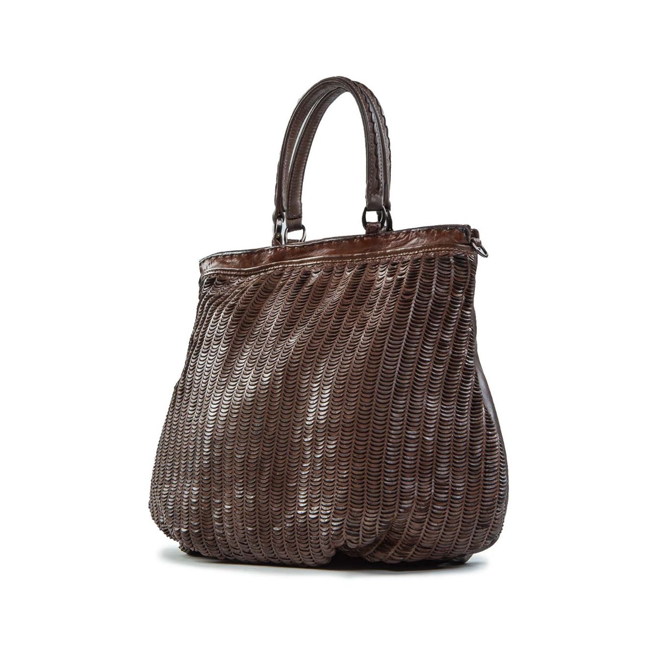 reptile's house shopper in pelle intagliata sequoia lato