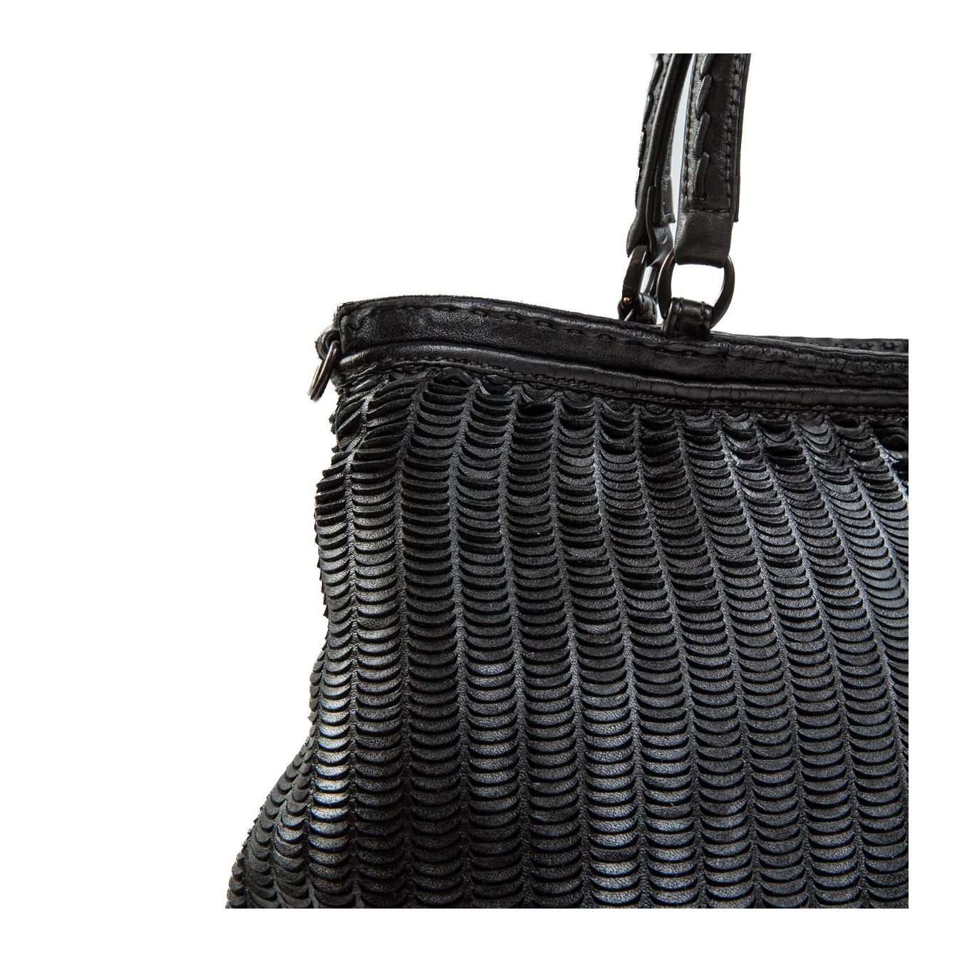 reptile's house shopper intagliata in pelle nera 
