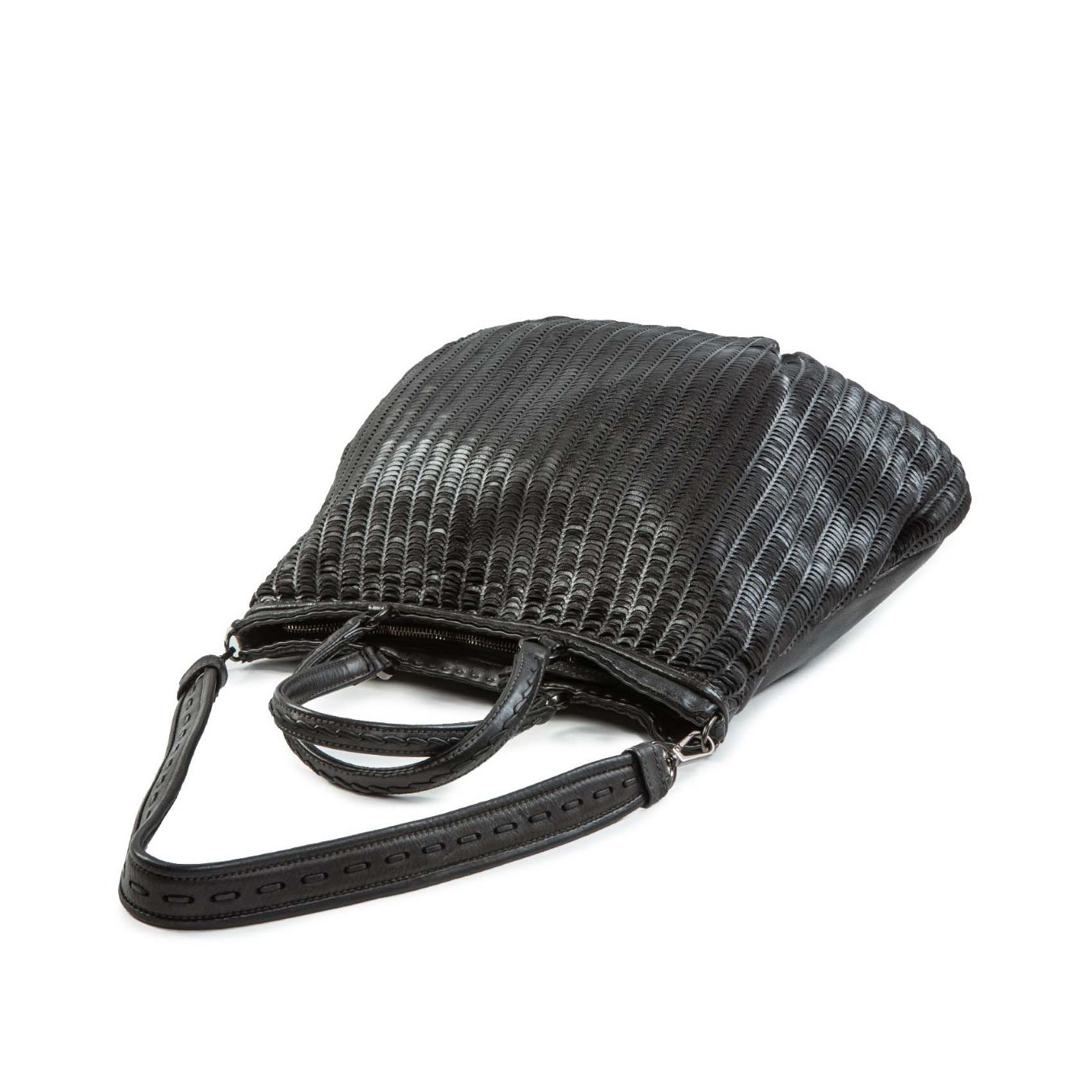 reptile's house shopper intagliata in pelle nera sopra