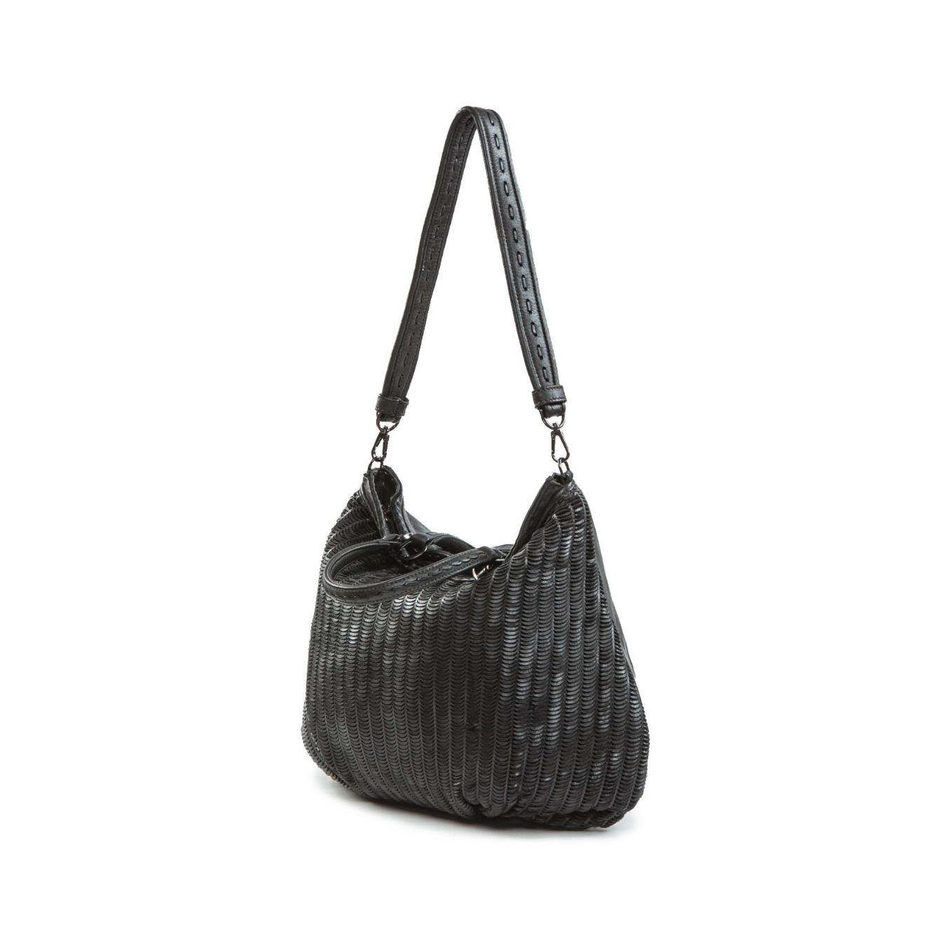 reptile's house shopper intagliata in pelle nera tracolla