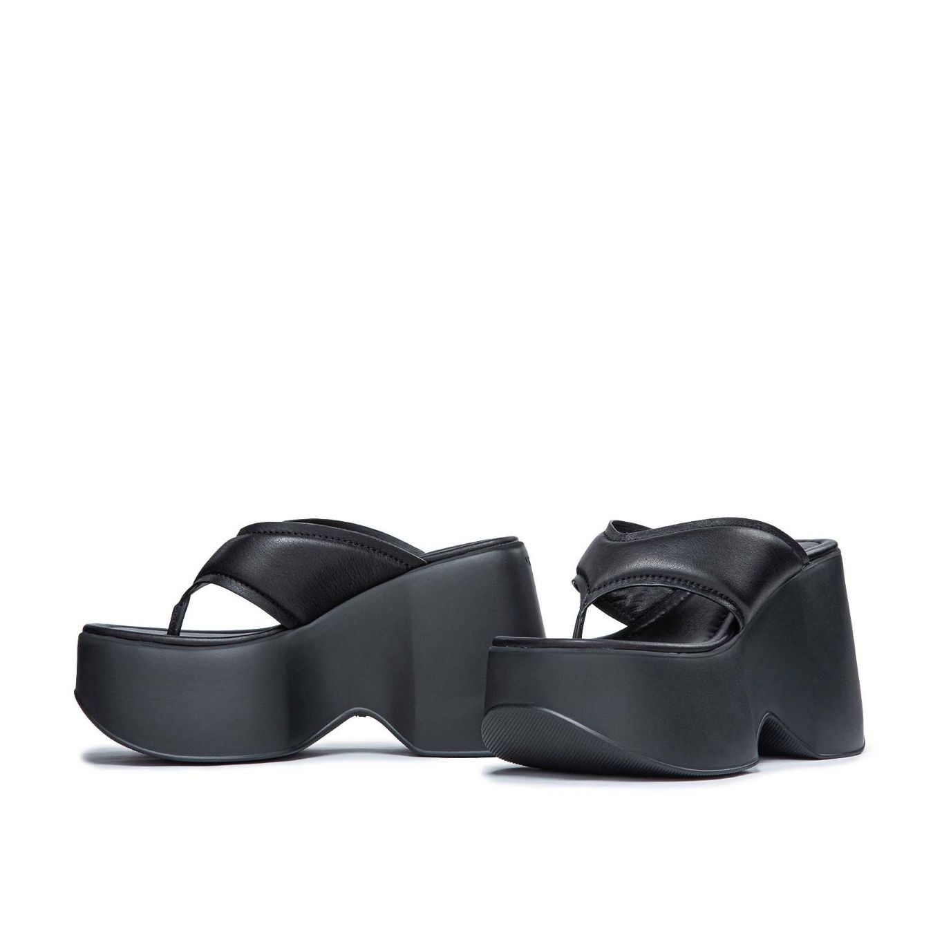 sandali con tacco platform pelle nera