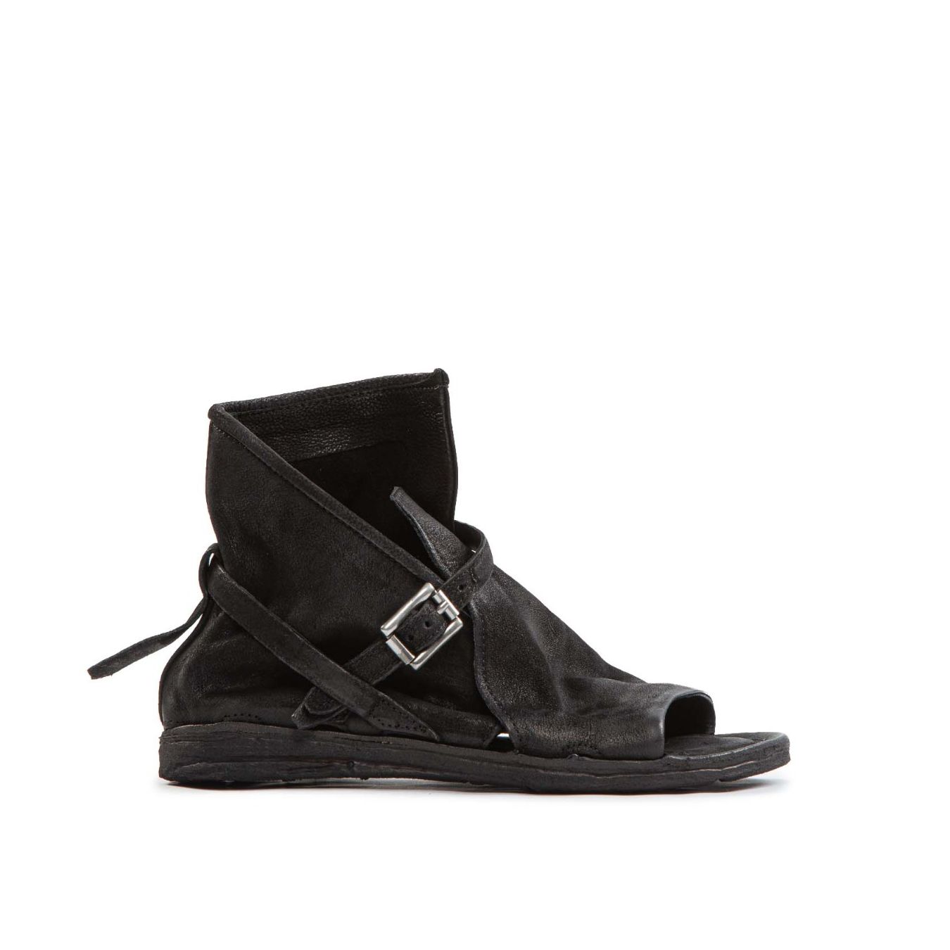 sandali fibbia in pelle nera 