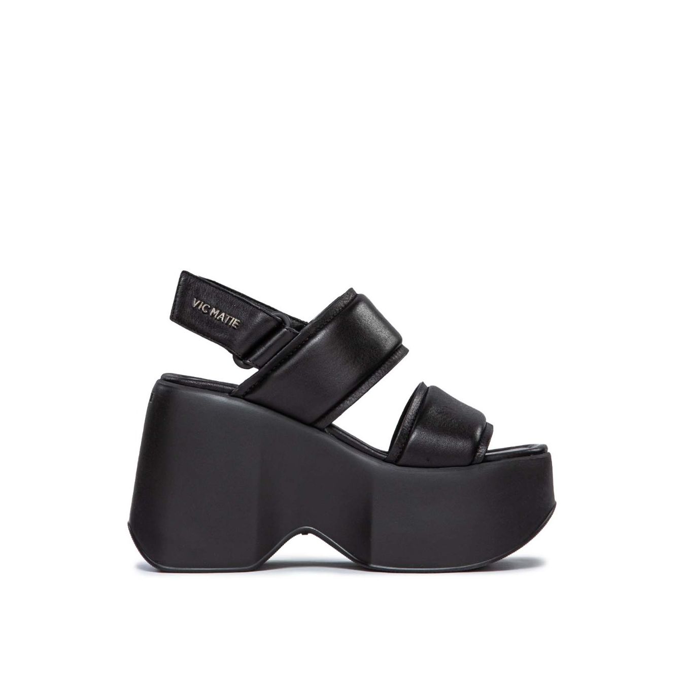 sandalo vic matie platform pelle nera con stretch