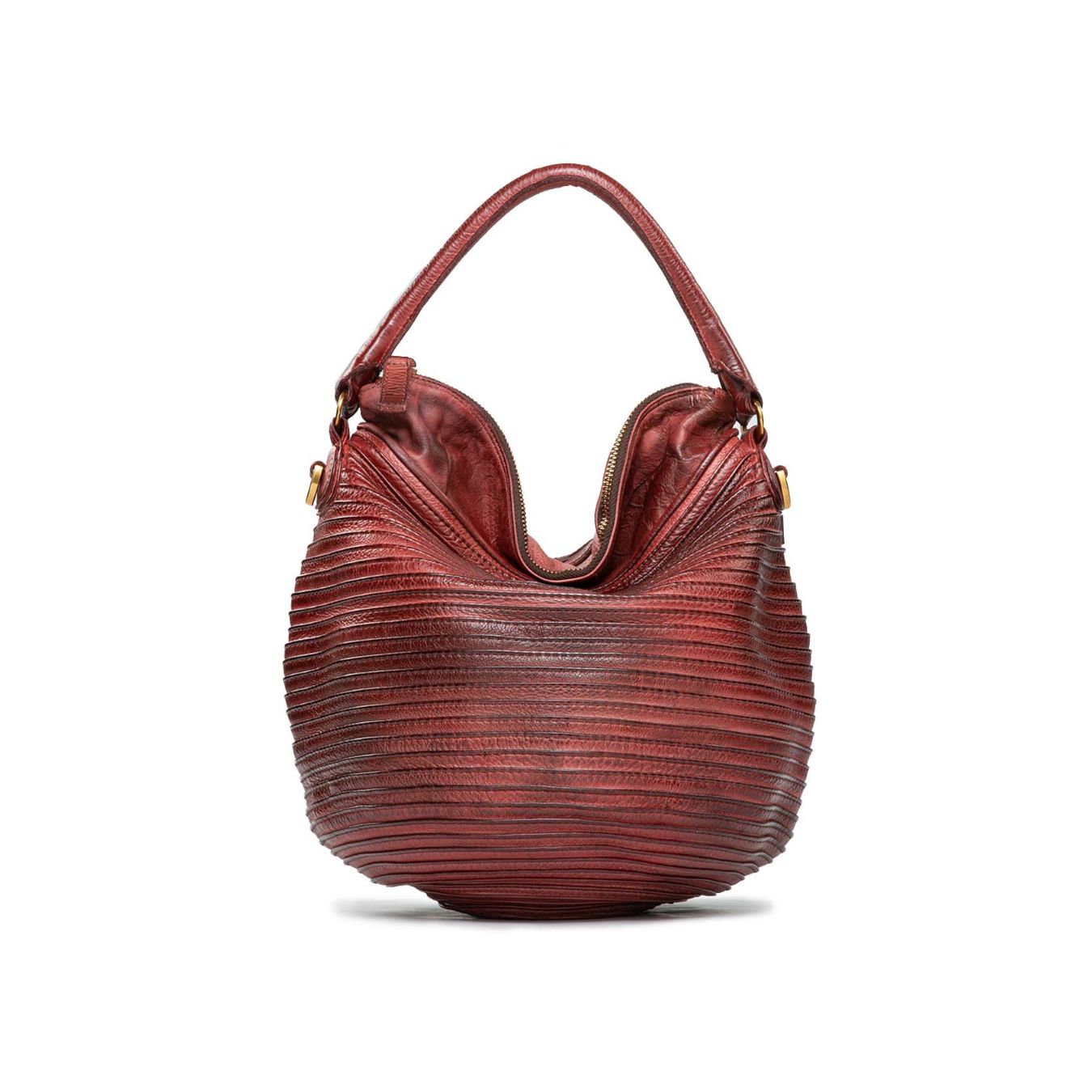 secchiello con zip in pelle rossa borgogna 