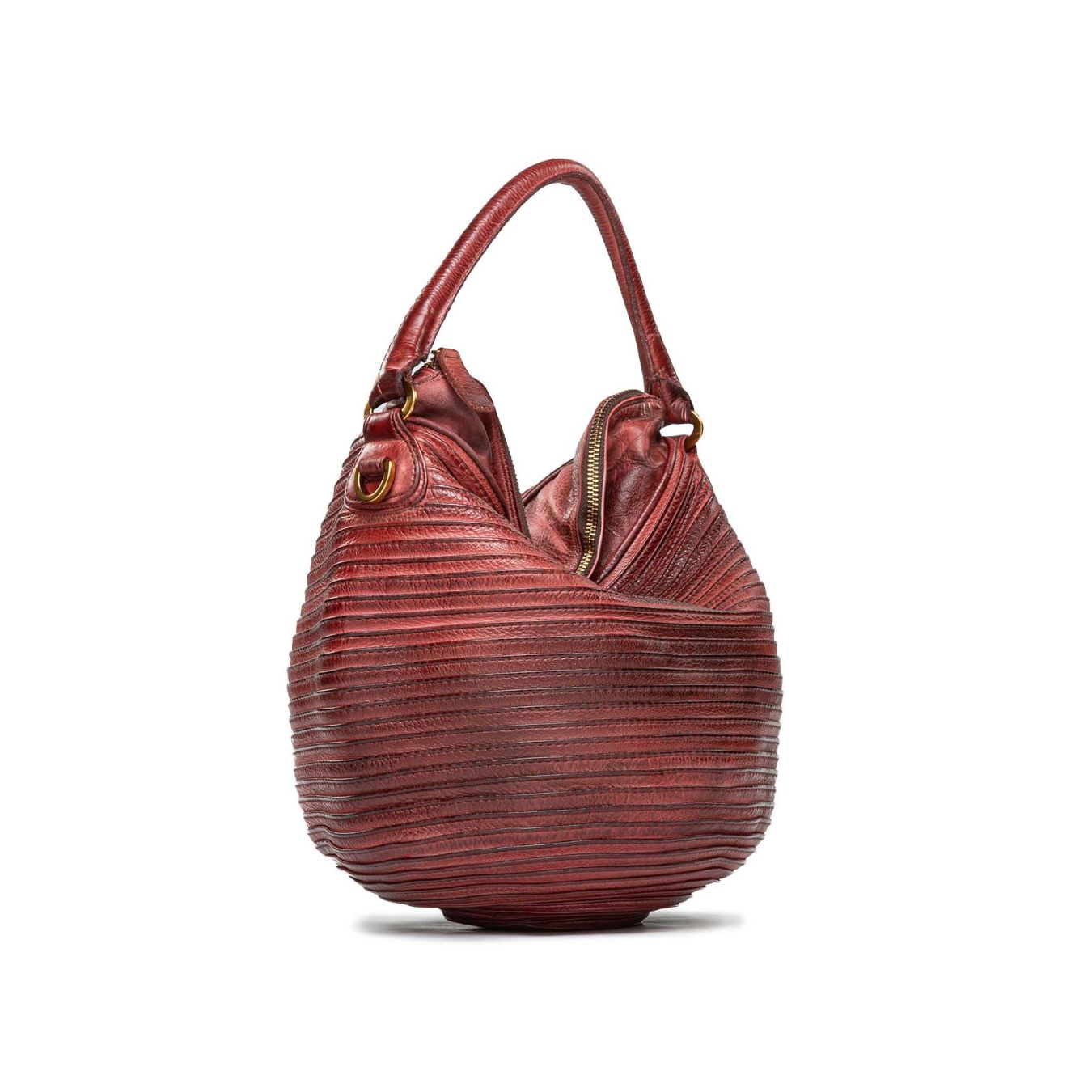 secchiello con zip in pelle rossa borgogna 