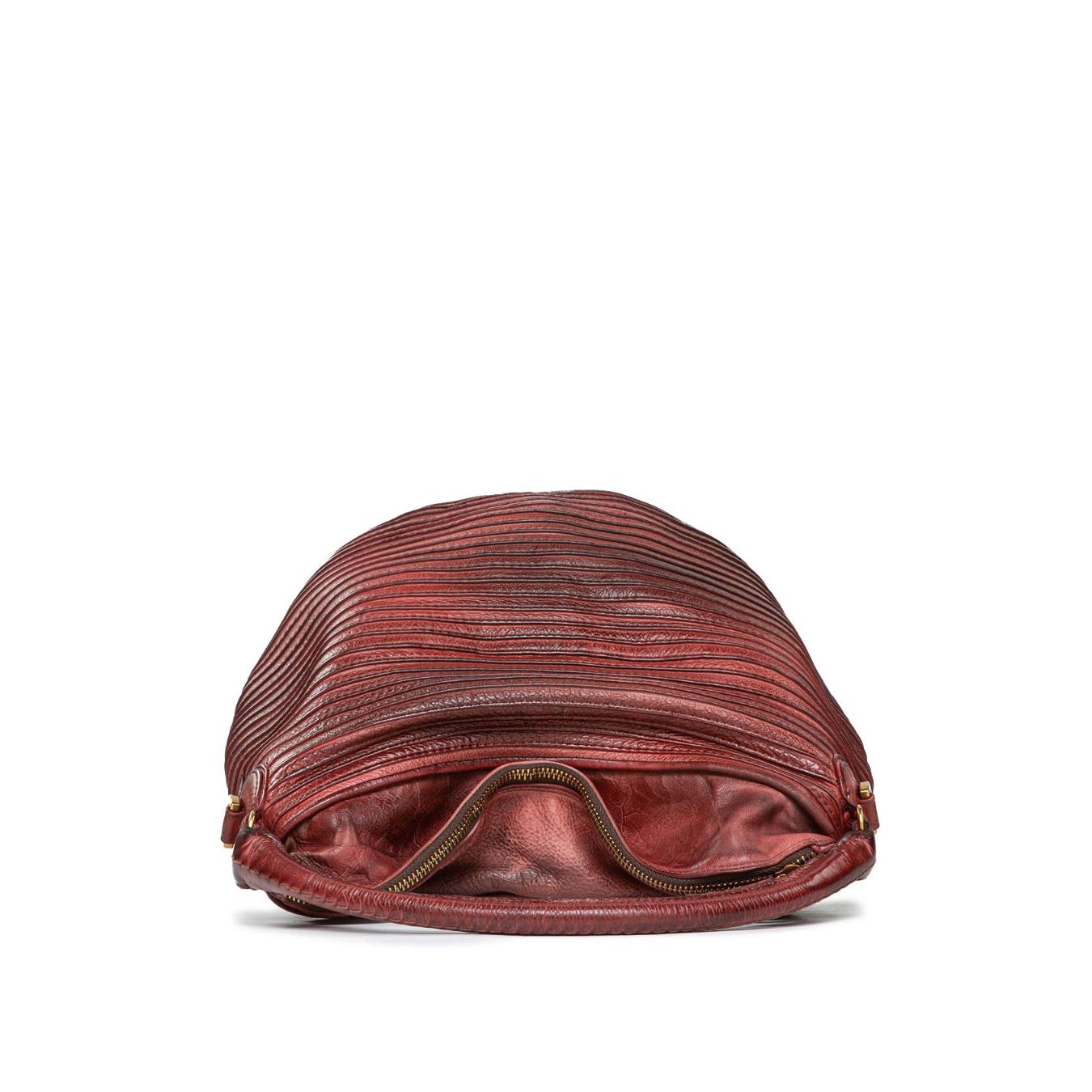 secchiello con zip in pelle rossa borgogna 