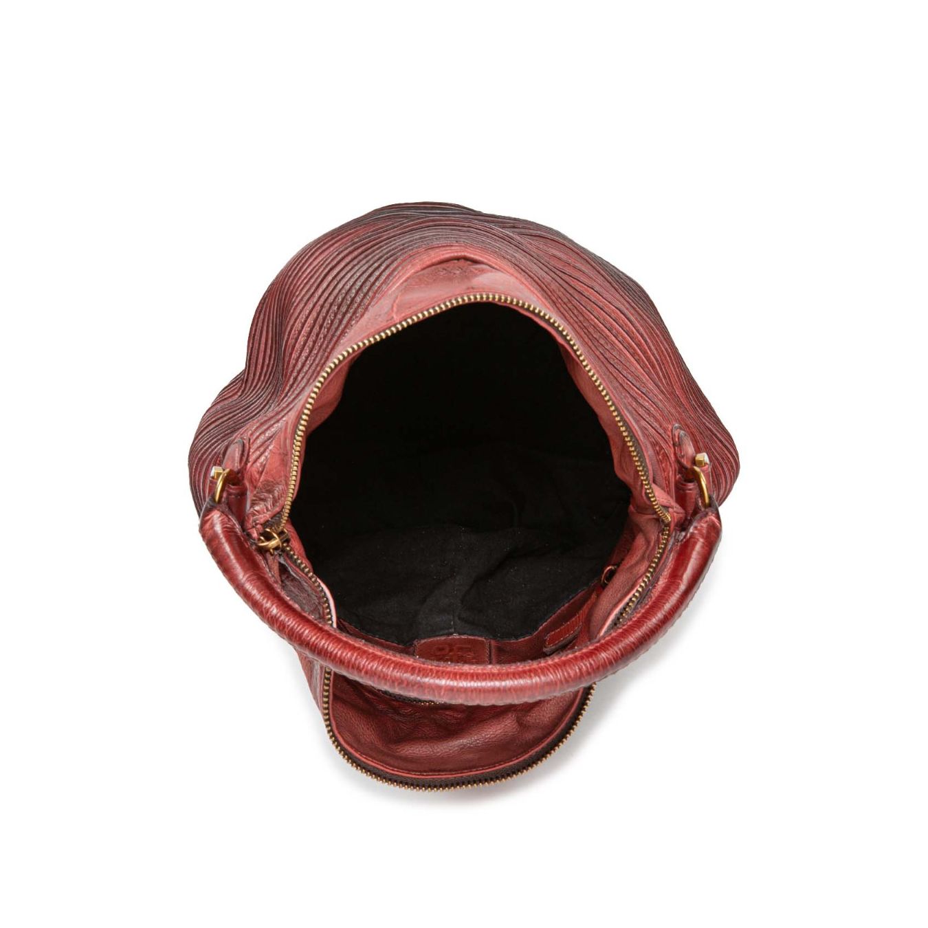 secchiello con zip in pelle rossa borgogna 