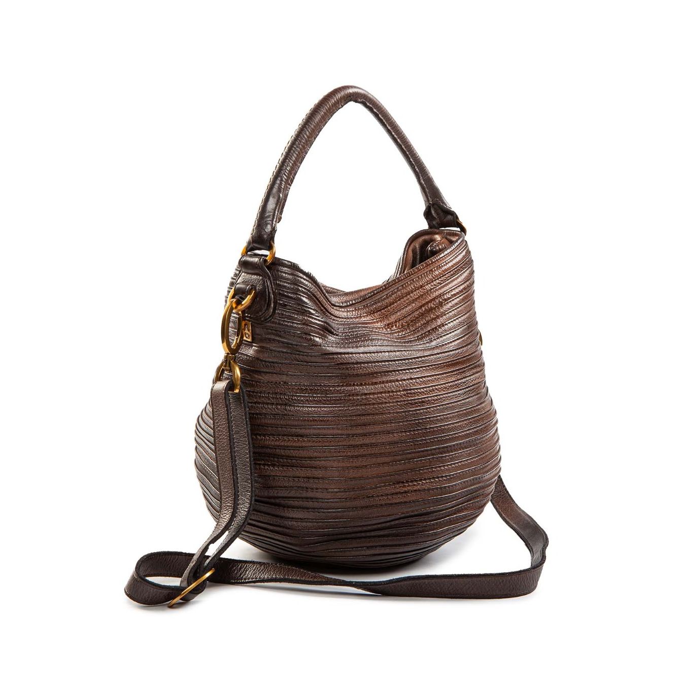 majo secchiello in pelle extracioccolato  con tracolla