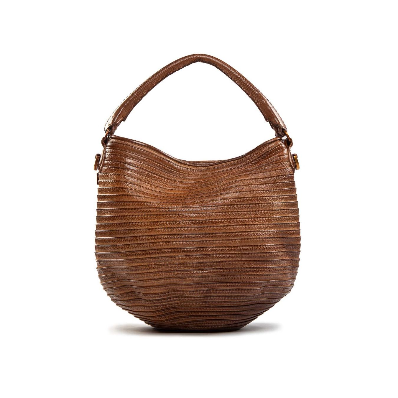secchiello zip around in pelle ambra