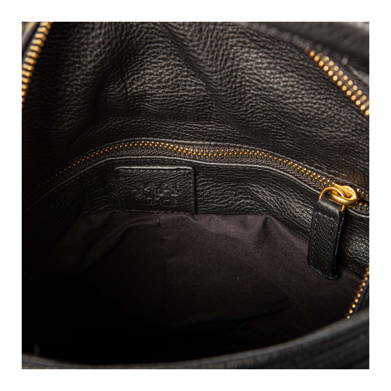 secchiello zip around in pelle nera interno
