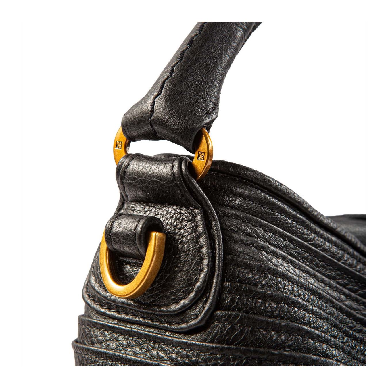 secchiello zip around in pelle nera logo