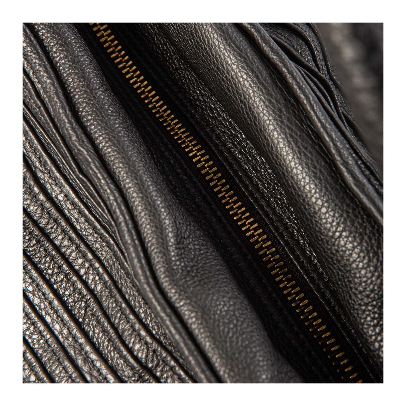 secchiello zip around in pelle nera zip