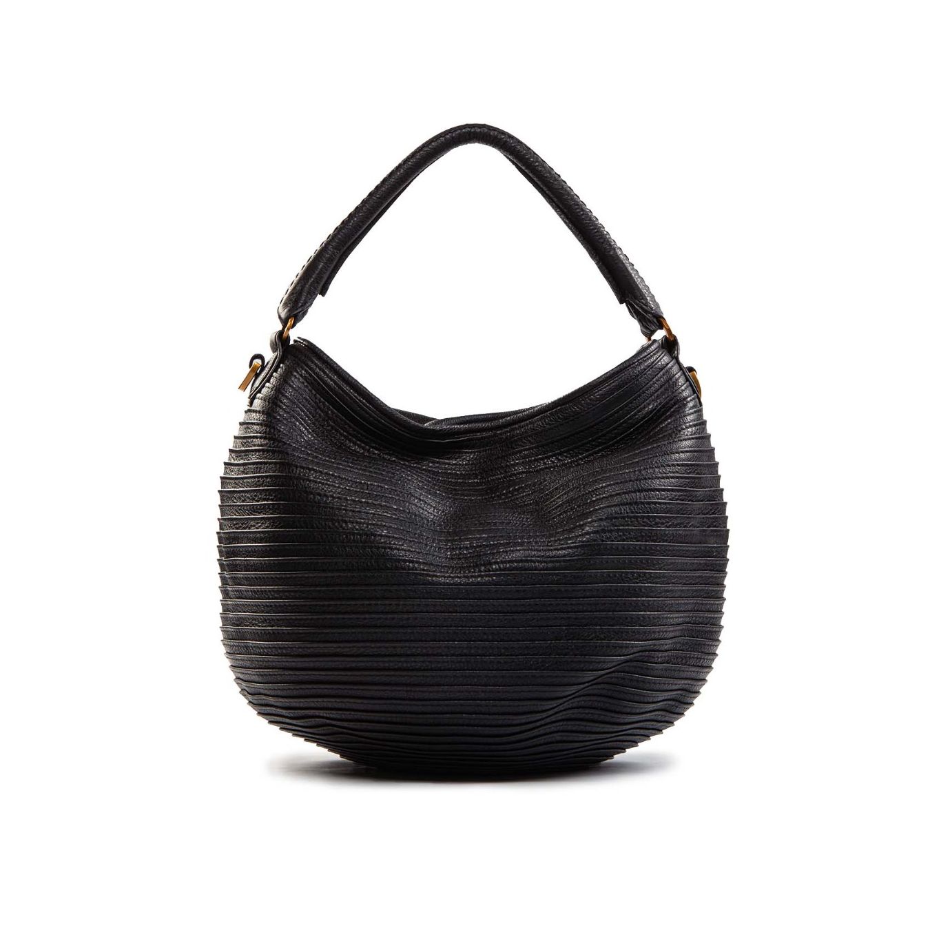 secchiello zip around in pelle nera