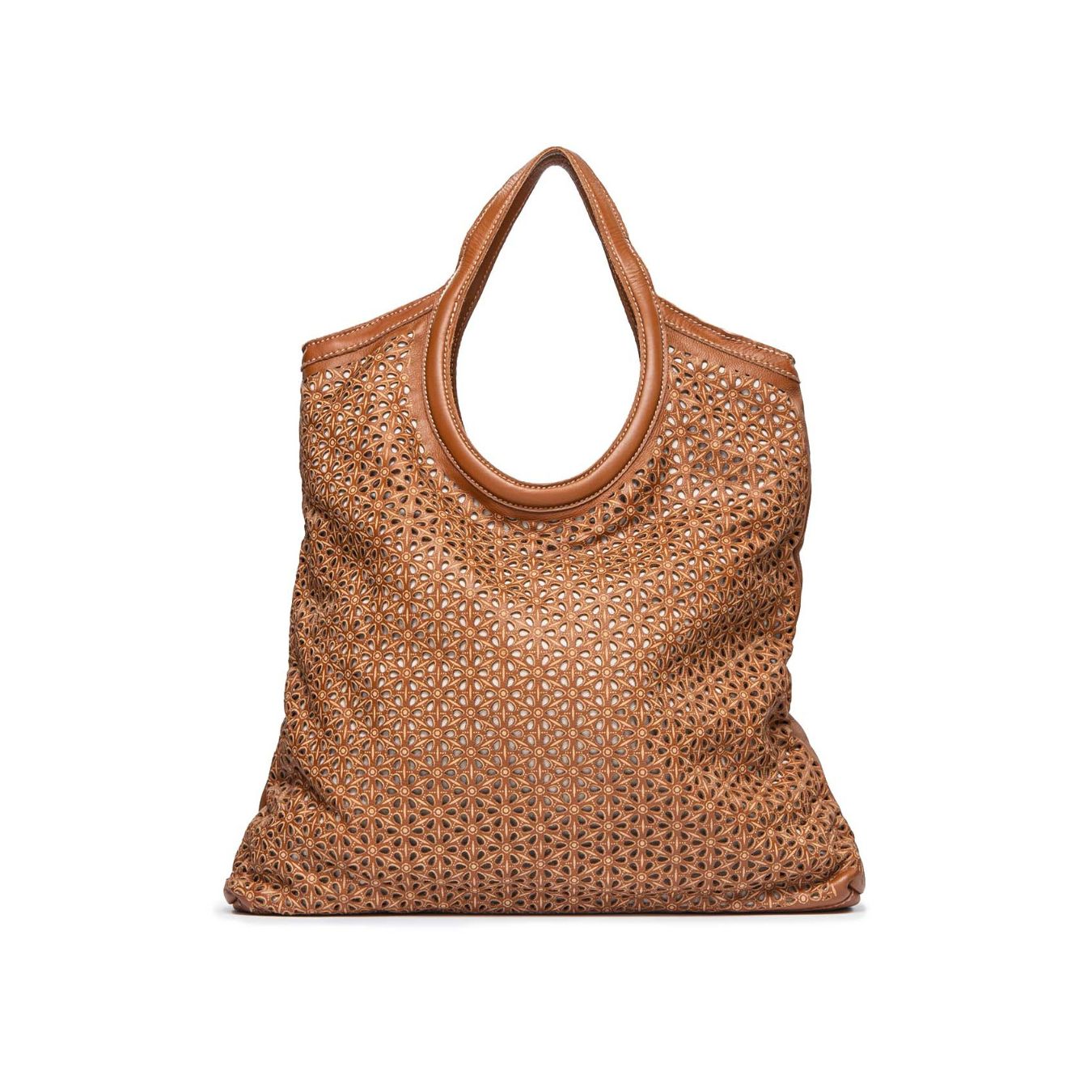 borsa shopper ALICE in pelle forata cuoio 