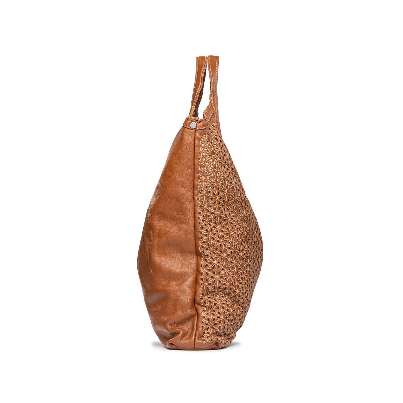 lato shopper ALICE in pelle forata cuoio 