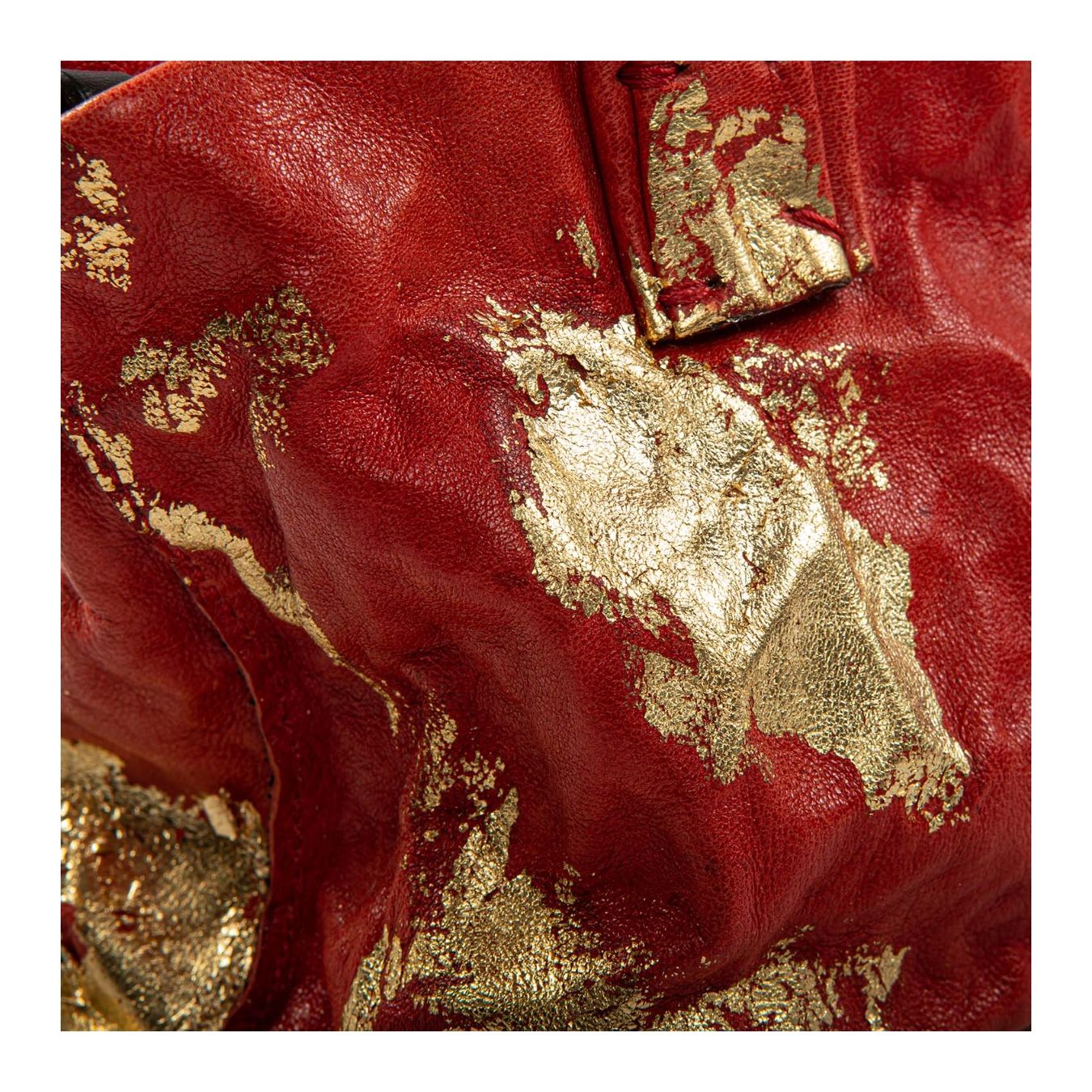 shopper anima in pelle rossa oro 24kt e argento 925 dettaglio