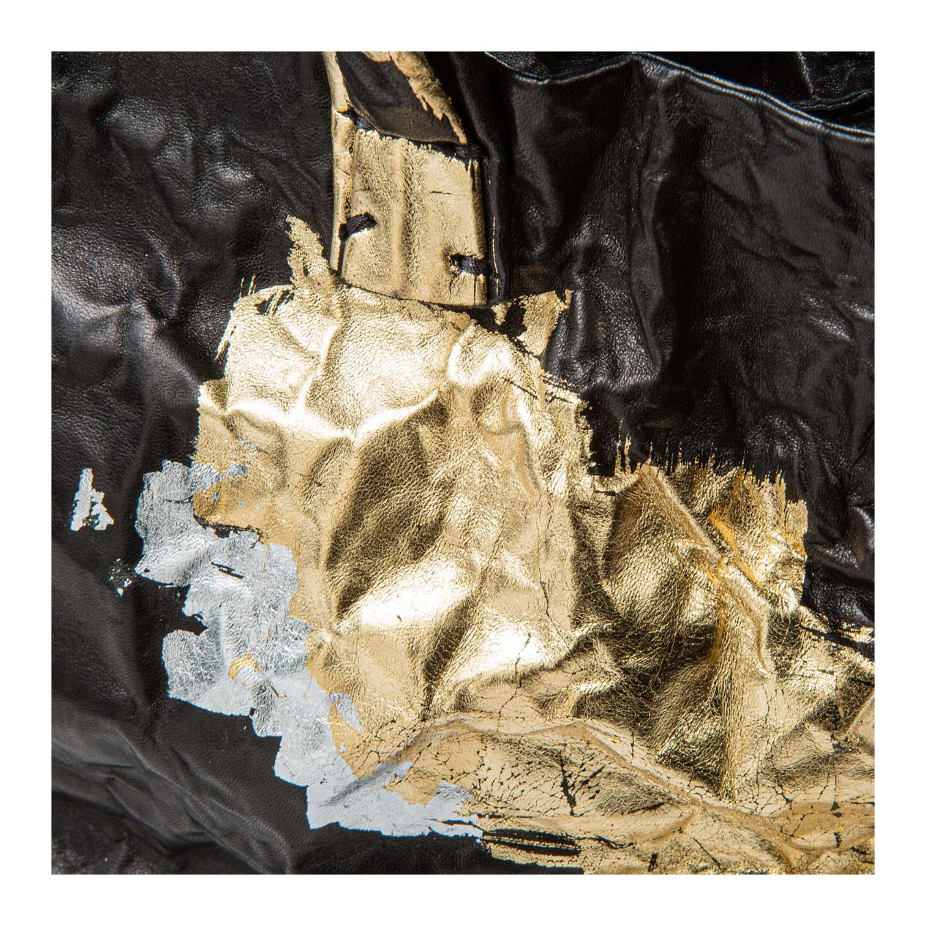 shopper ANIMA in pelle oro e nera dettaglio