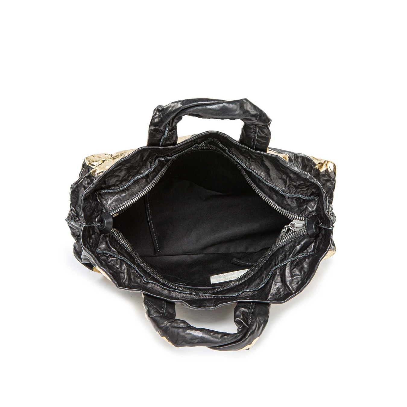shopper ANIMA in pelle oro e nera  interno