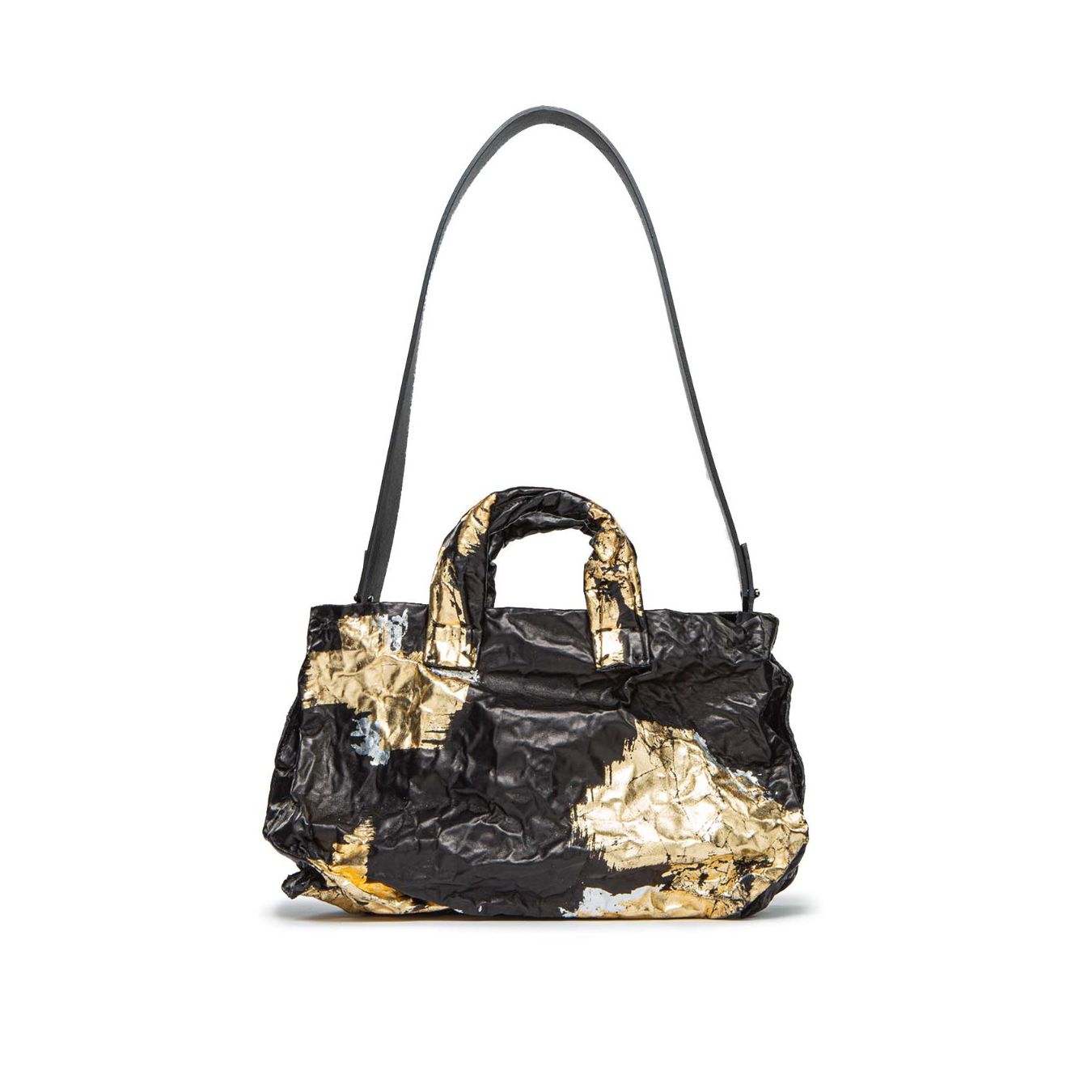 shopper ANIMA in pelle oro e nera 