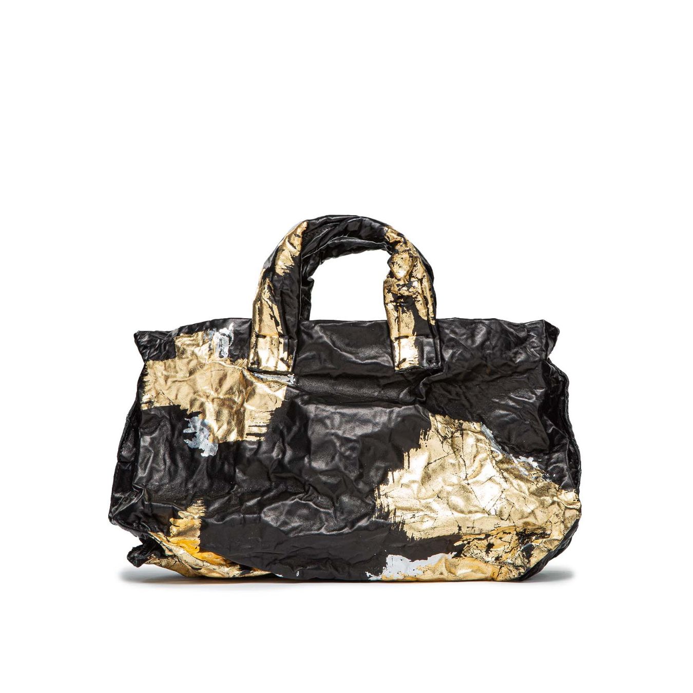 shopper ANIMA in pelle oro e nera 