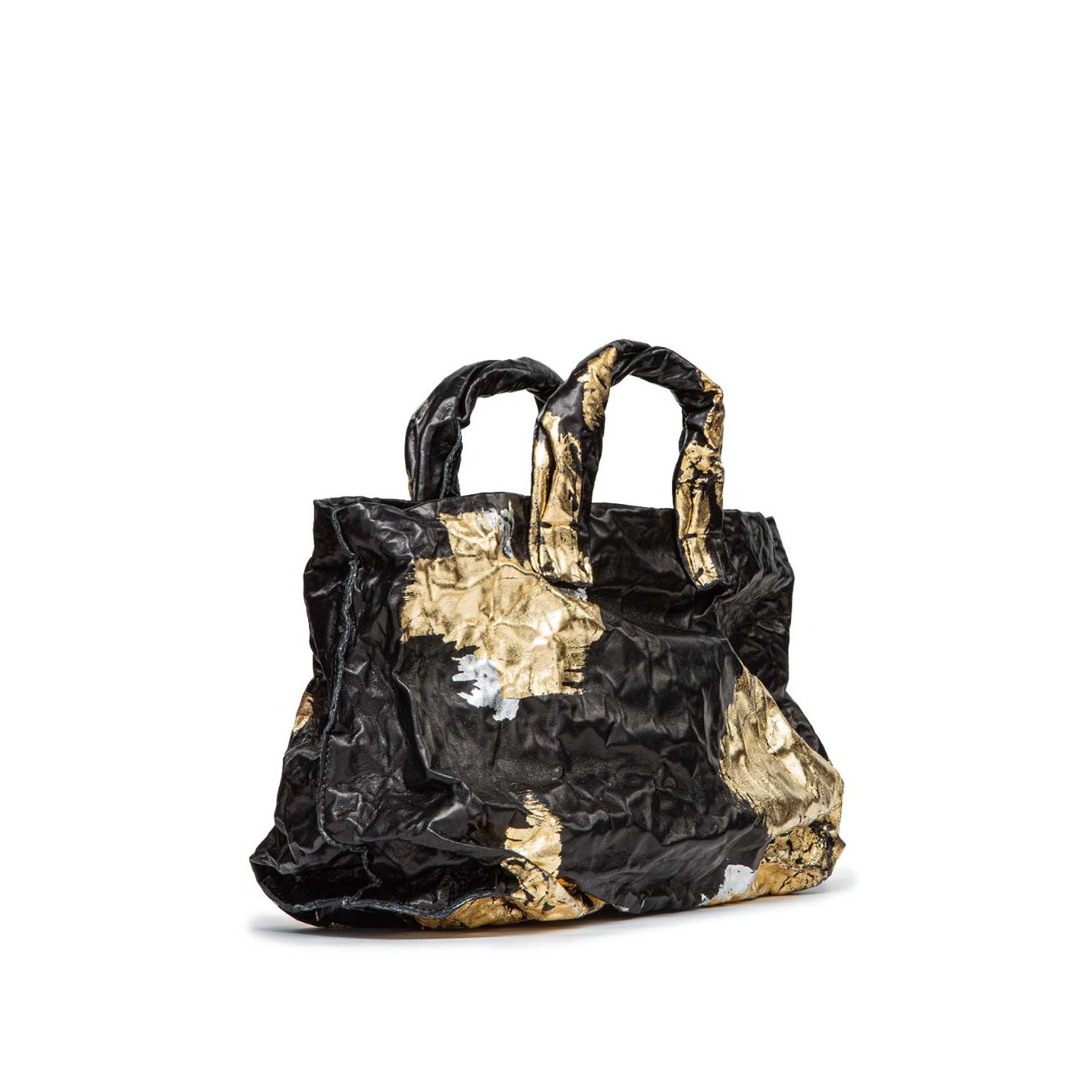 shopper ANIMA in pelle oro e nera 