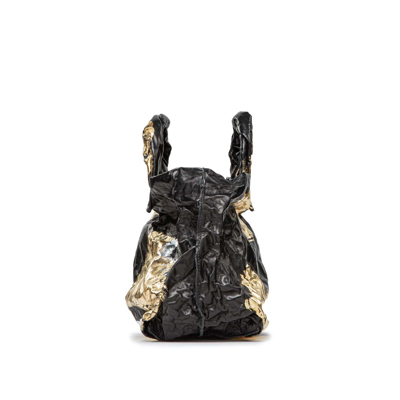 shopper ANIMA in pelle oro e nera 