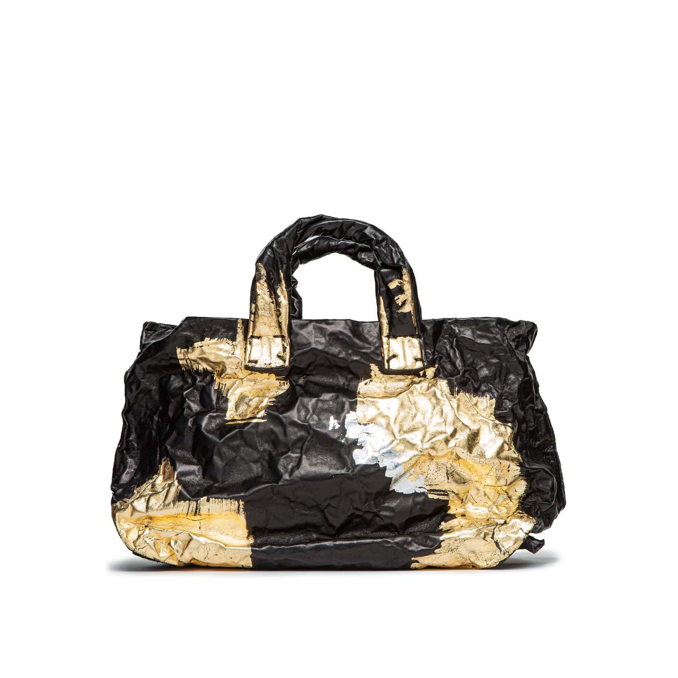 shopper ANIMA in pelle oro e nera 