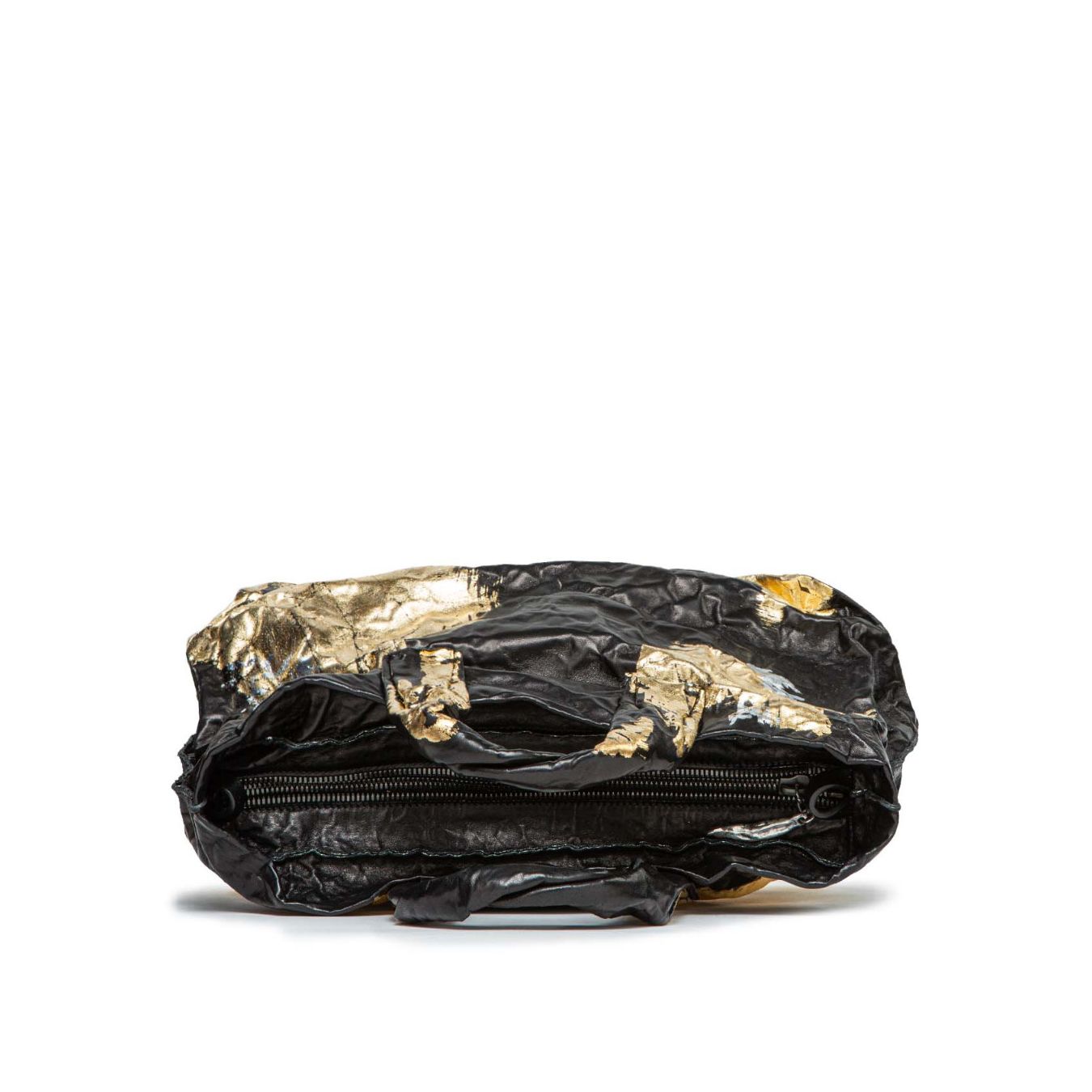 shopper ANIMA in pelle oro e nera 
