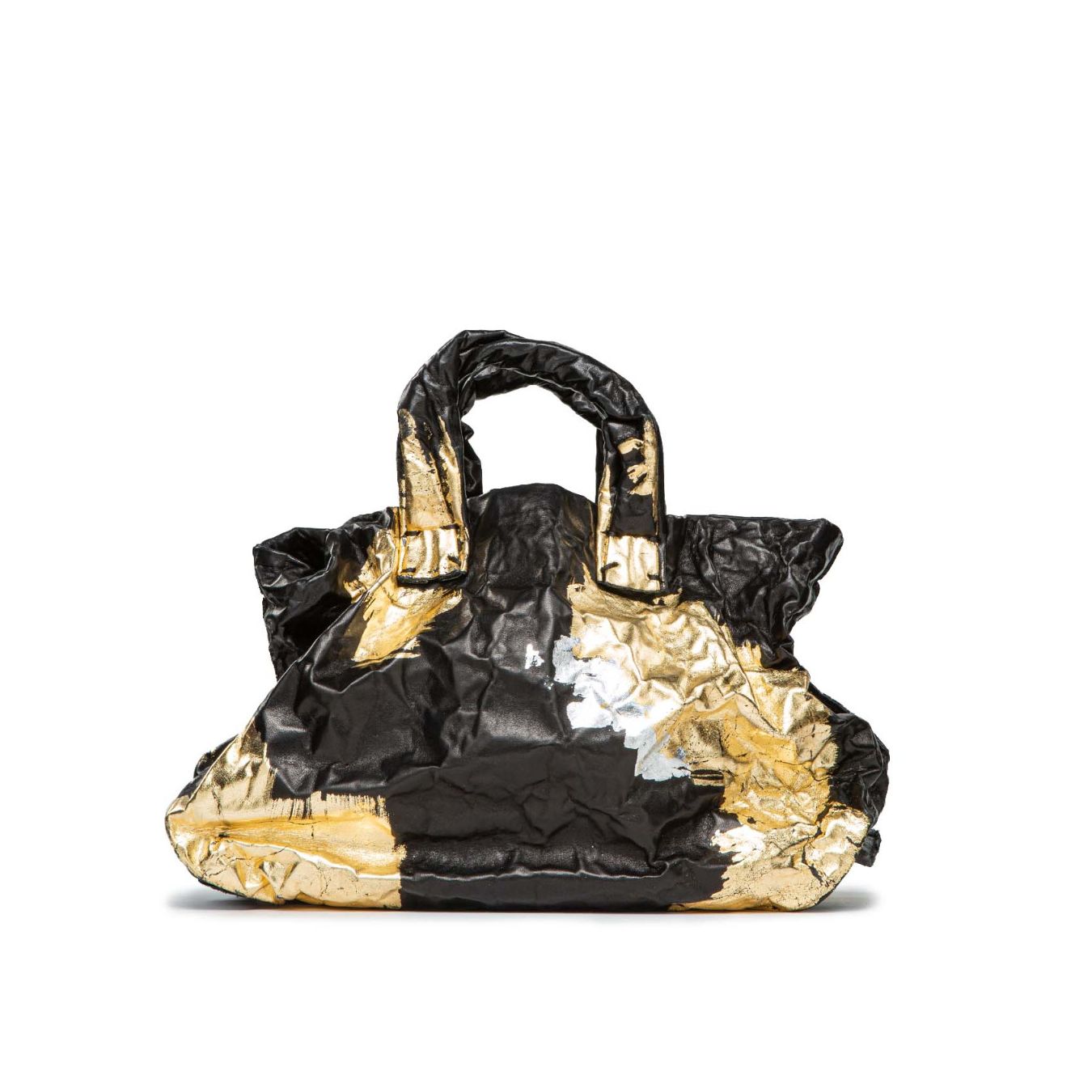 shopper ANIMA in pelle oro e nera 