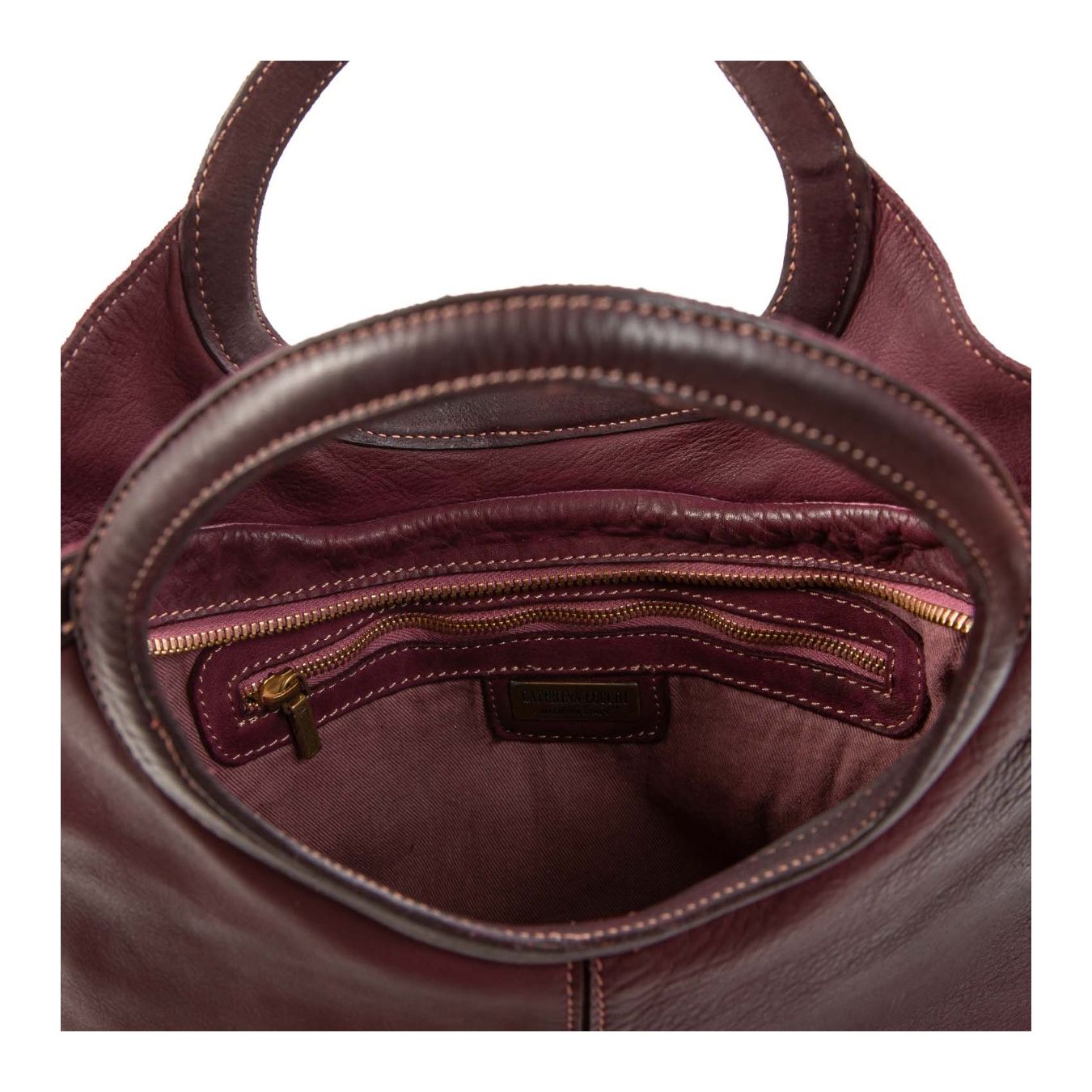 shopper CAMILLA in pelle prugna interno