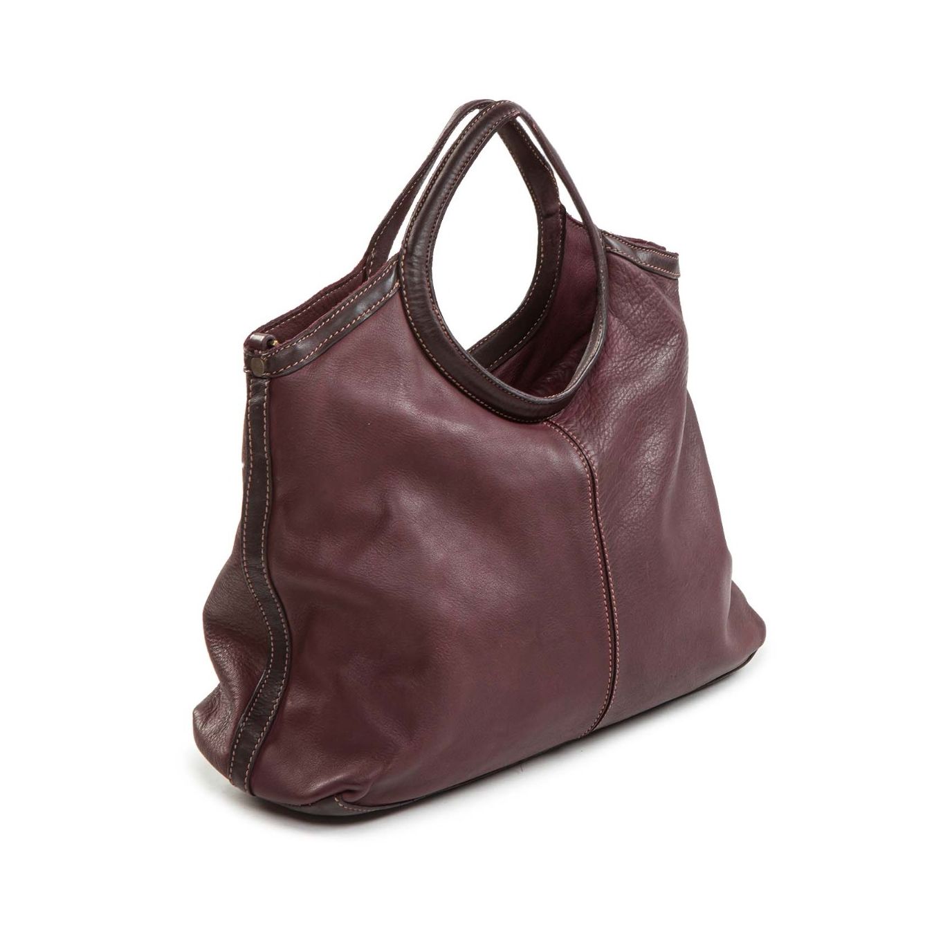 shopper CAMILLA in pelle prugna lato
