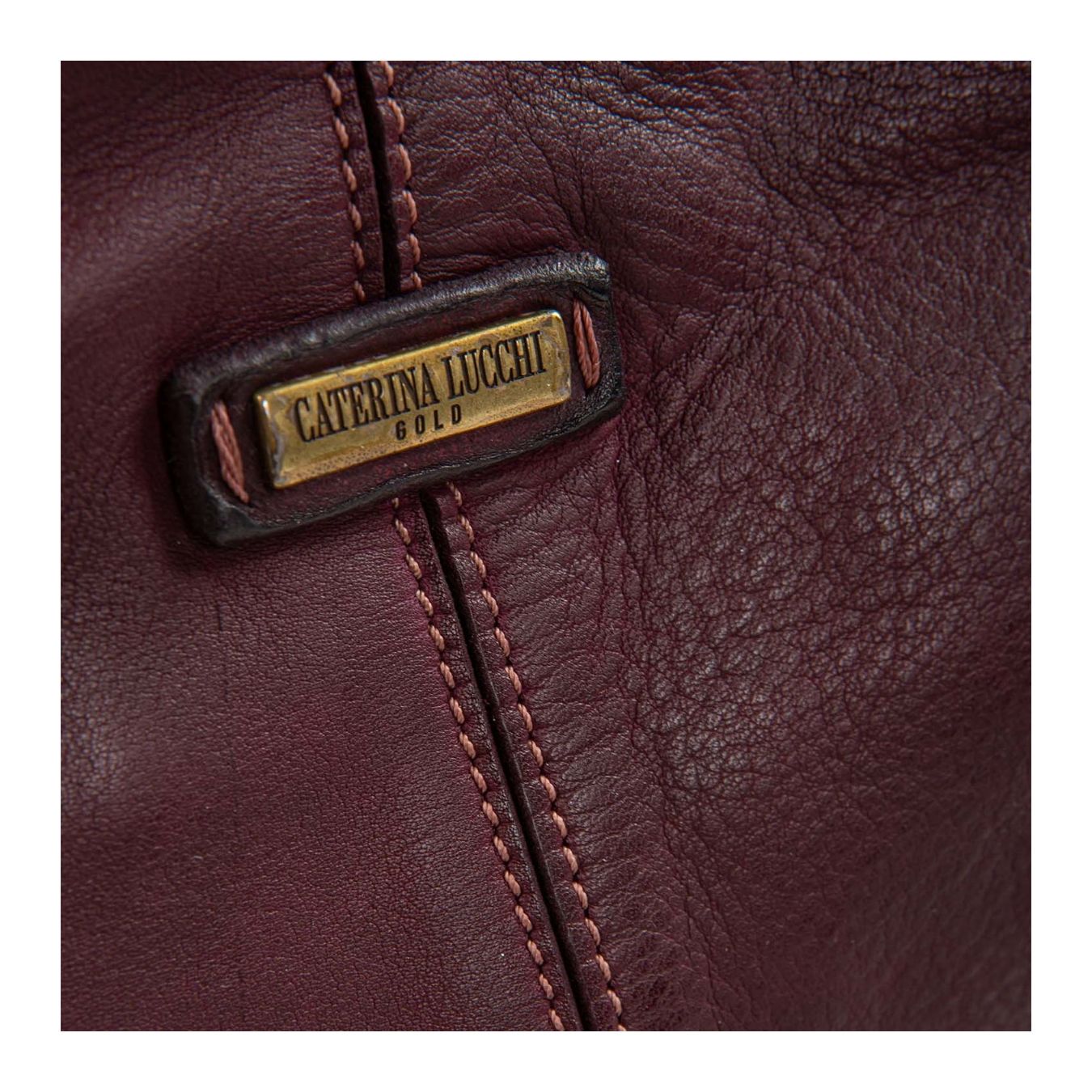 shopper CAMILLA in pelle prugna logo