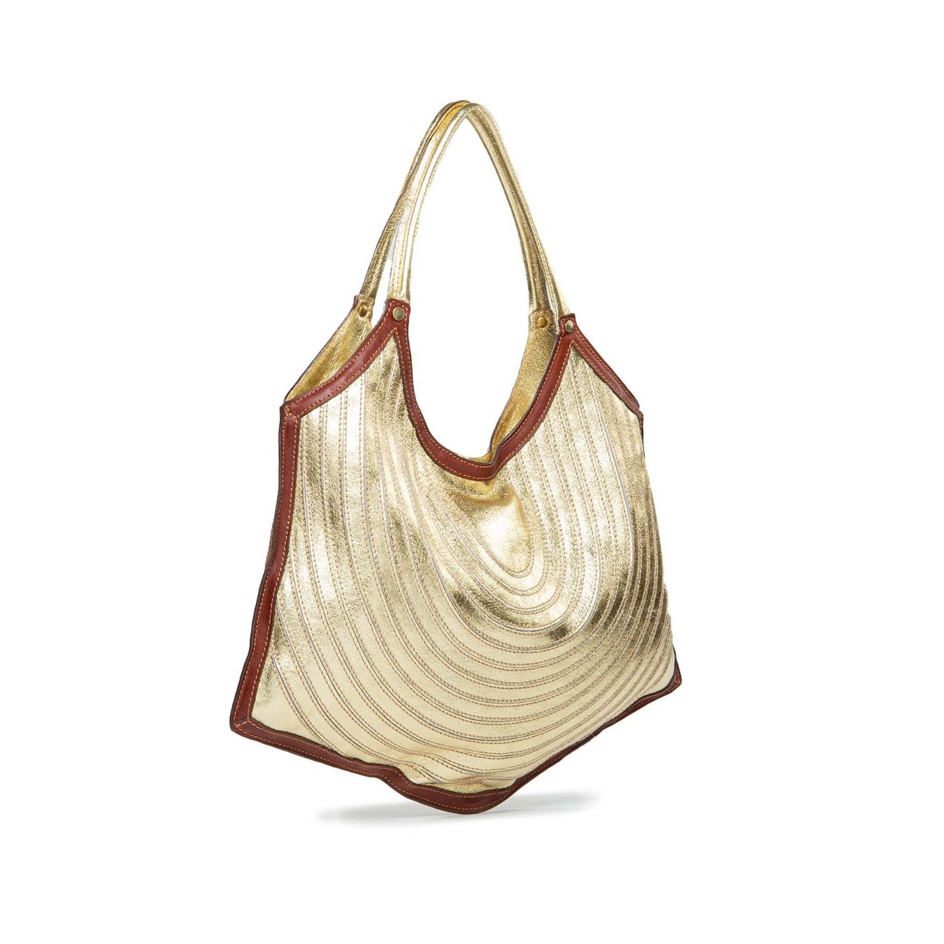 Shopper Agata Piatte Spirale Laminata Oro Fronte