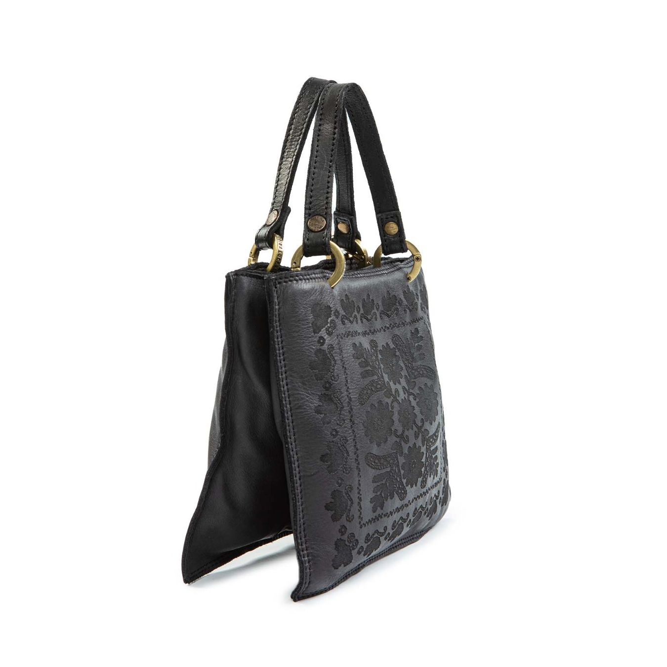 shopper CLARA laser ricamo nero lato