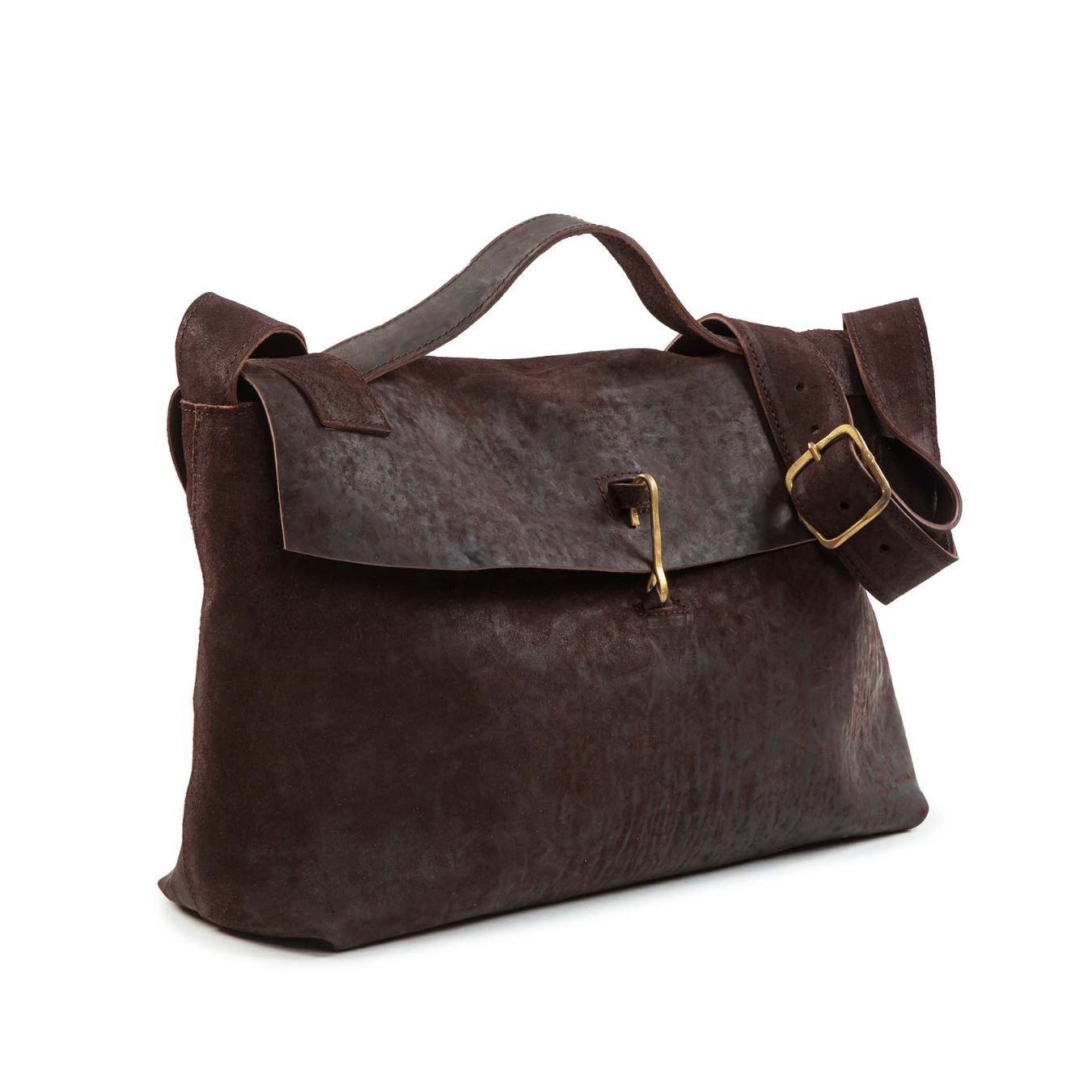 shopper DOCTOR HANDBAG in pelle marrone lato